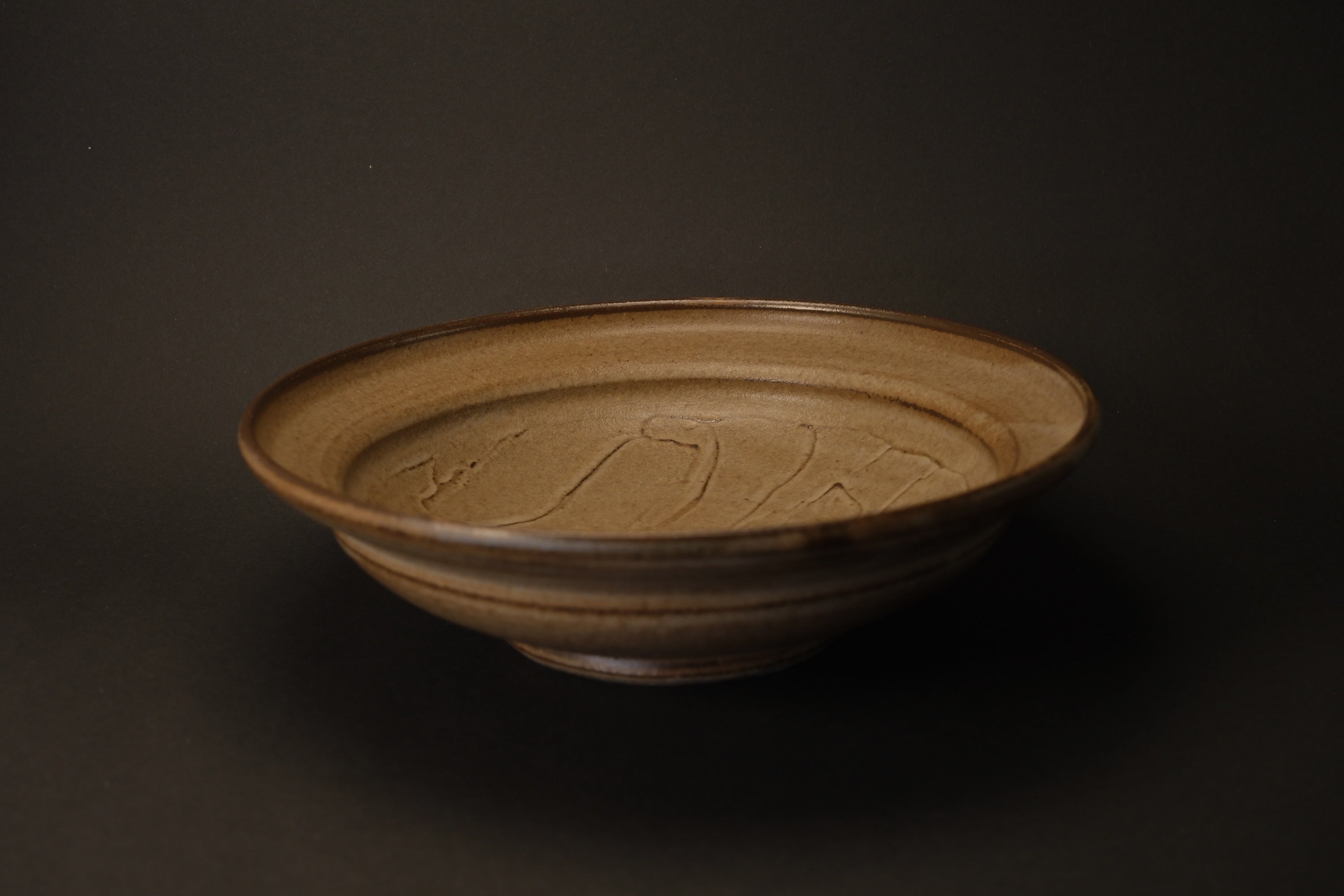 Hand-Brushed Brown Plate -  Large