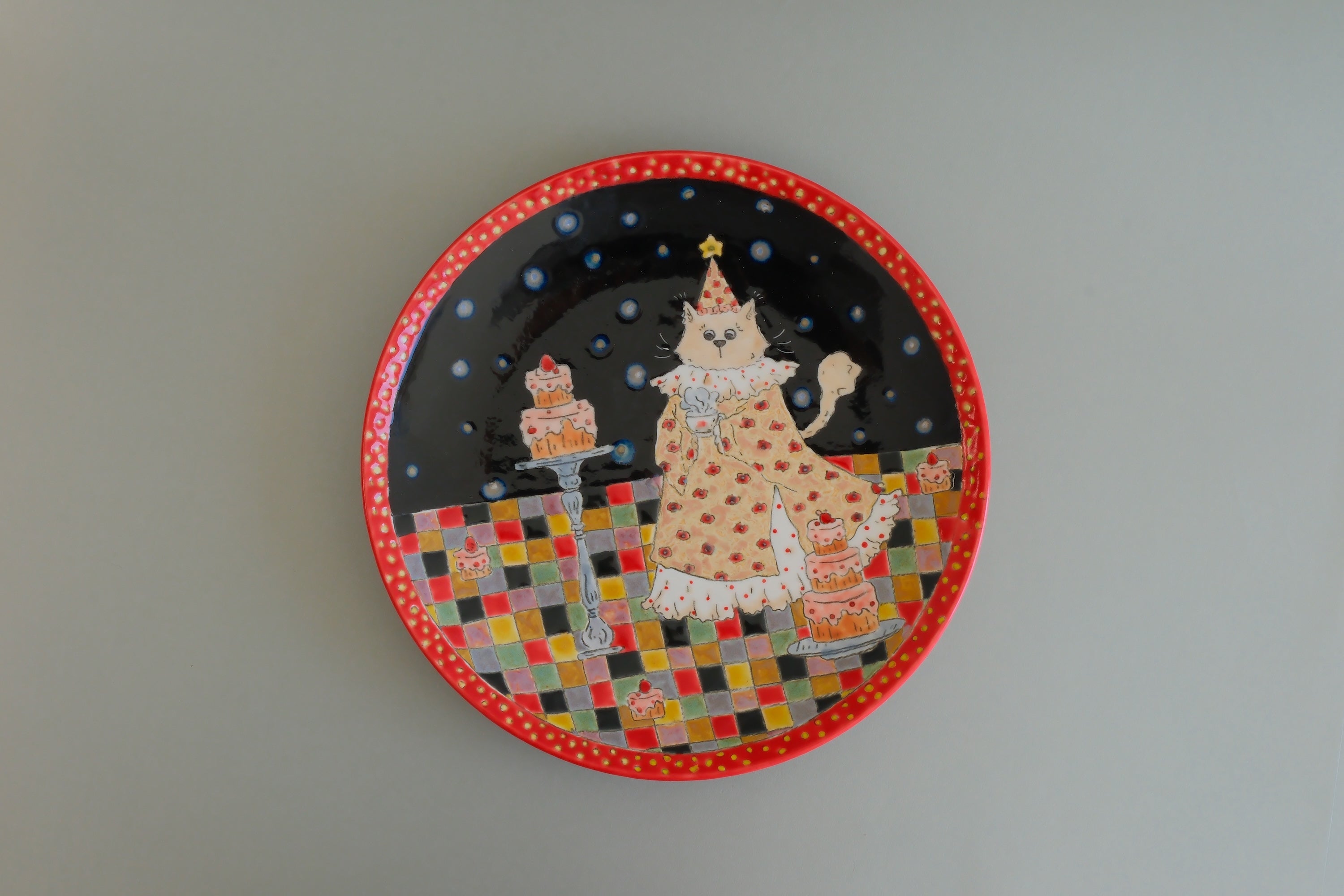 Pajama Cat & Cake Plate - Large