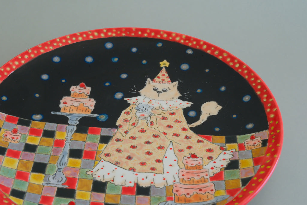 Pajama Cat & Cake Plate - Large