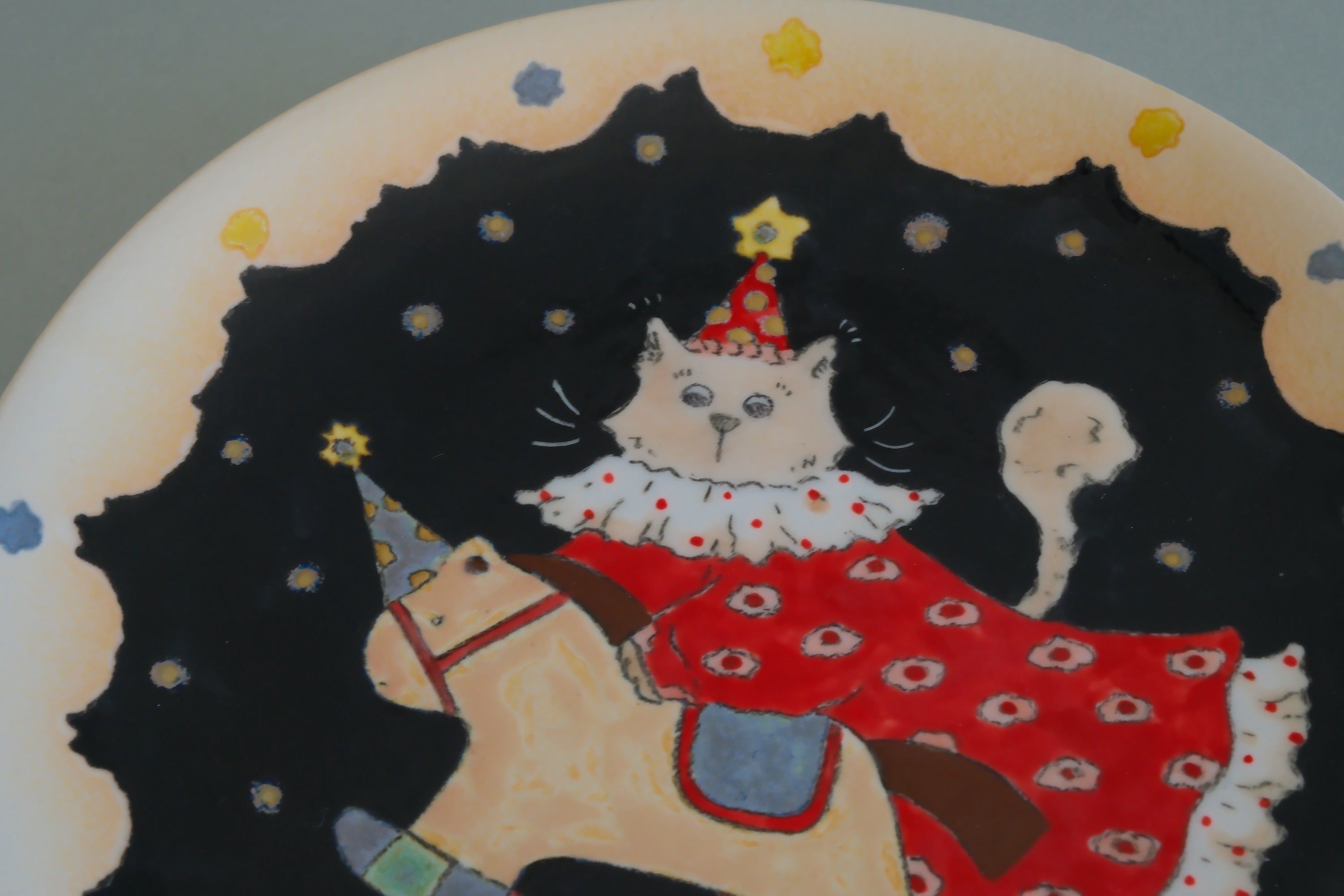 Pajama Cat & Rocking Horse Dessert Plate