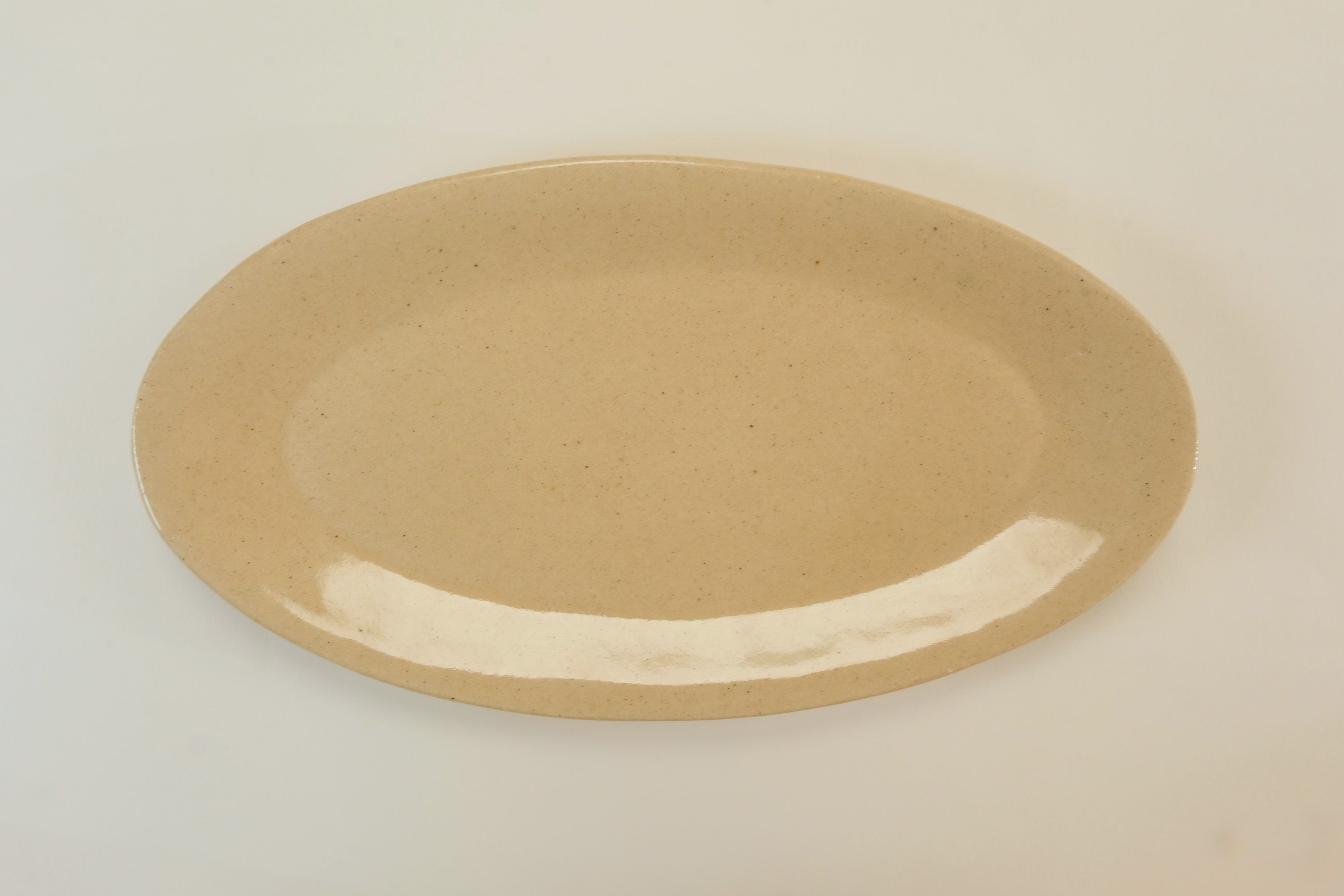 Beige Elongated Oval Plate