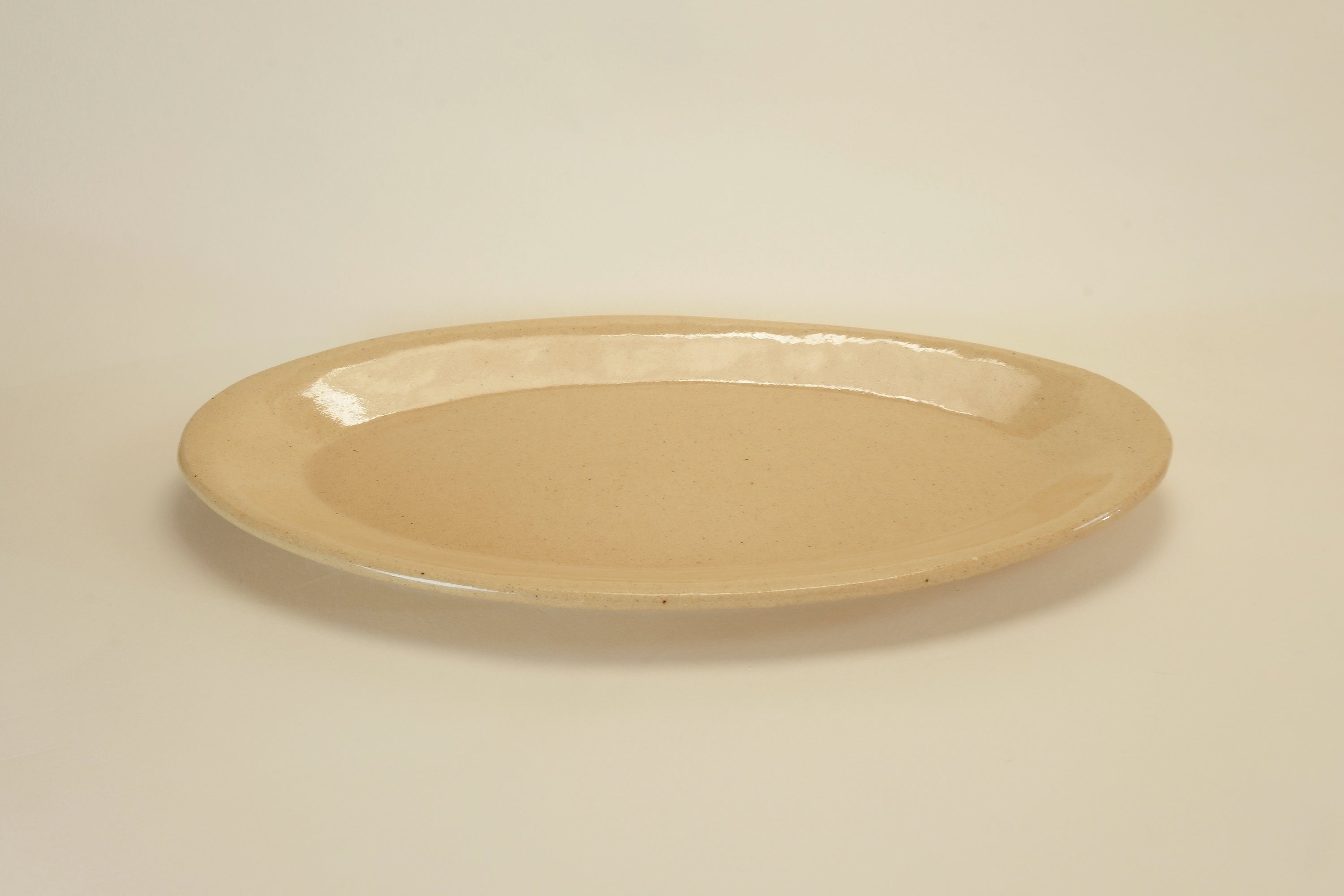 Beige Elongated Oval Plate