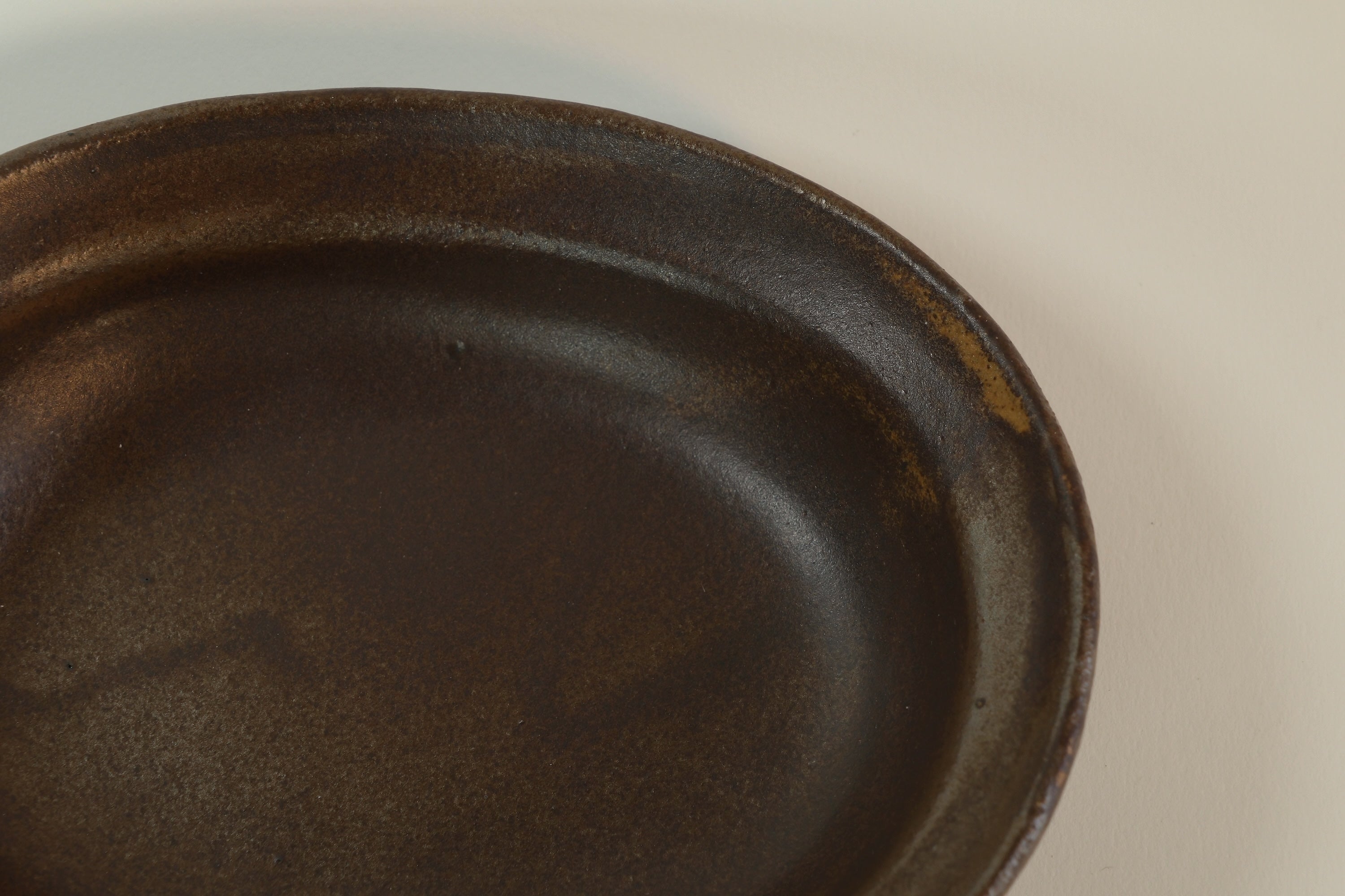 Brown Oval Shallow Bowl A