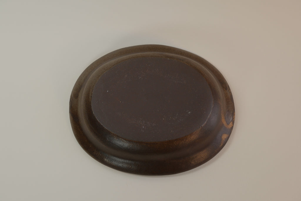 Brown Oval Shallow Bowl A