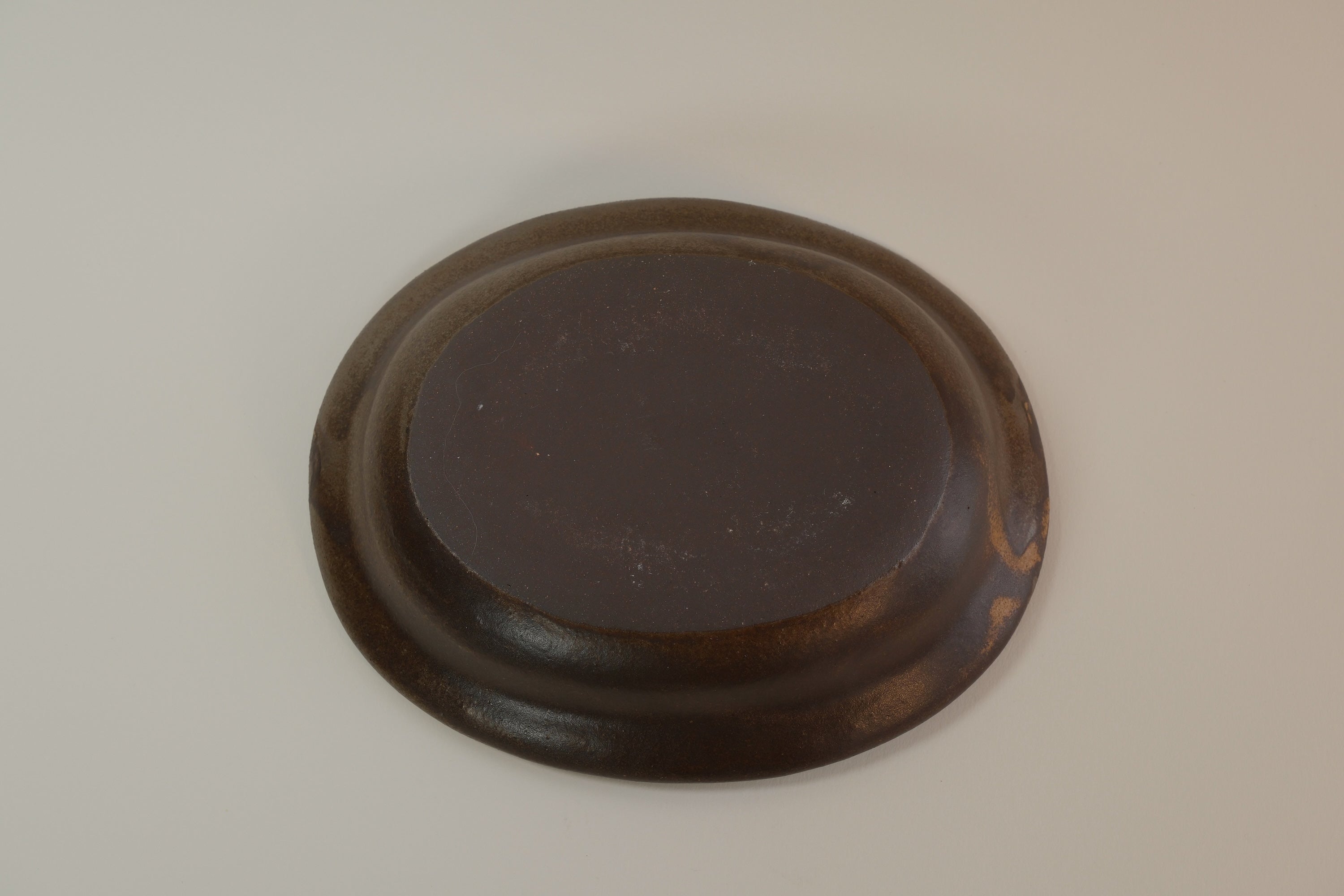 Brown Oval Shallow Bowl A