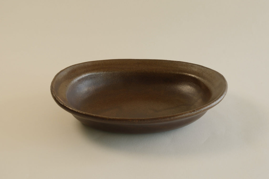 Brown Oval Shallow Bowl A