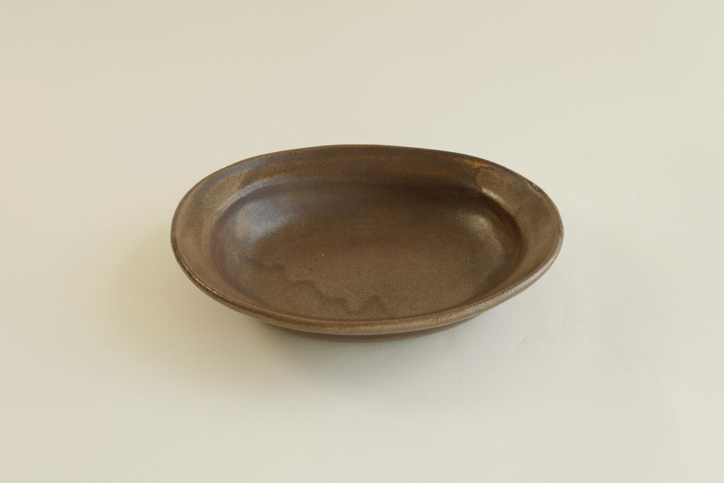 Brown Oval Shallow Bowl B