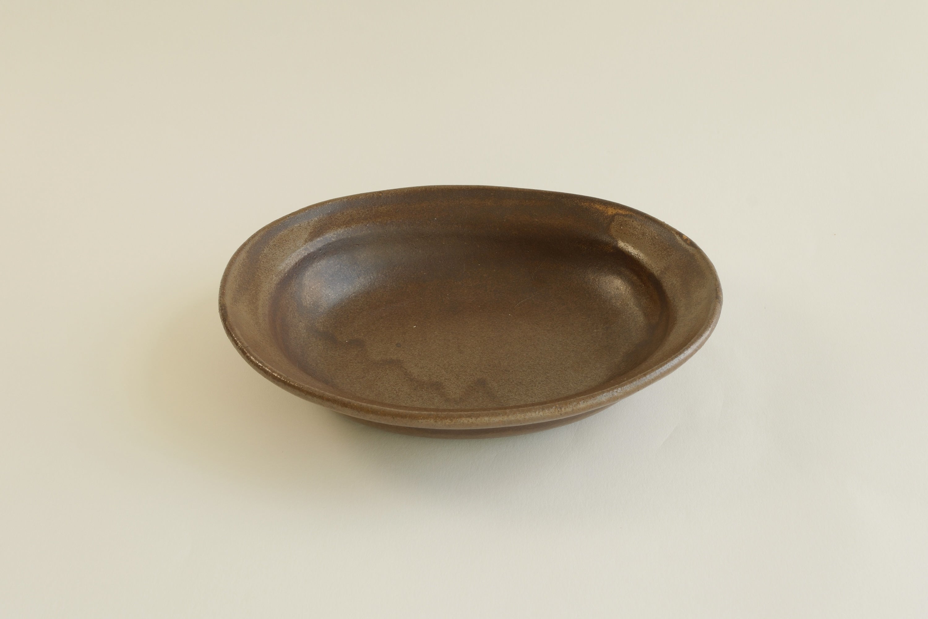 Brown Oval Shallow Bowl B