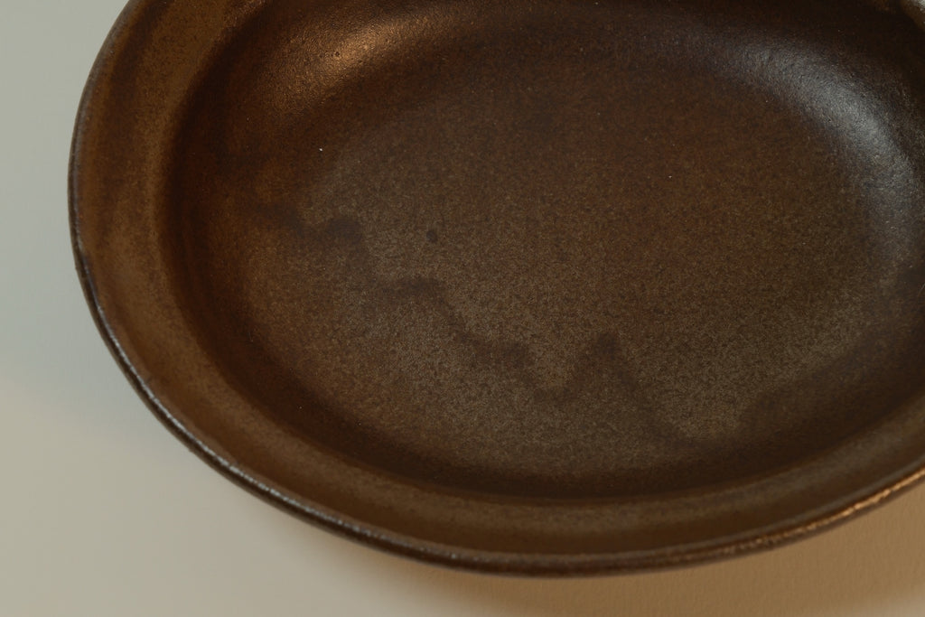 Brown Oval Shallow Bowl B