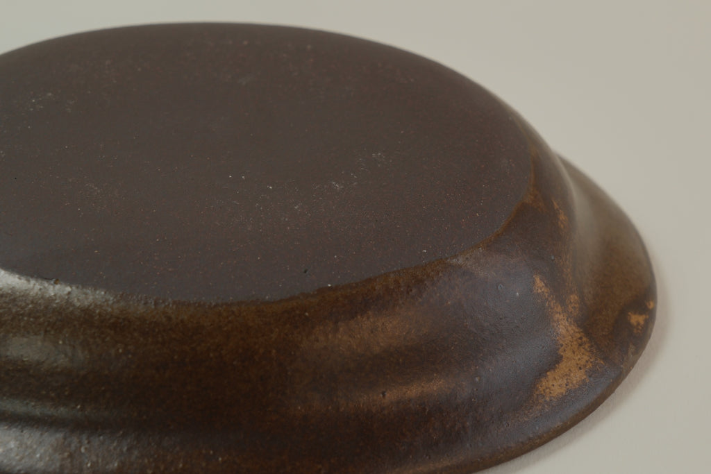 Brown Oval Shallow Bowl B