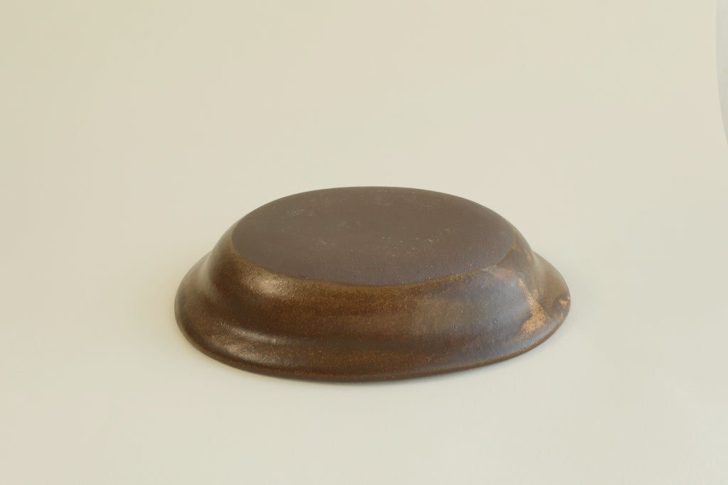 Brown Oval Shallow Bowl B