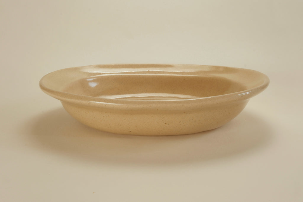 Beige Oval Shallow Bowl A