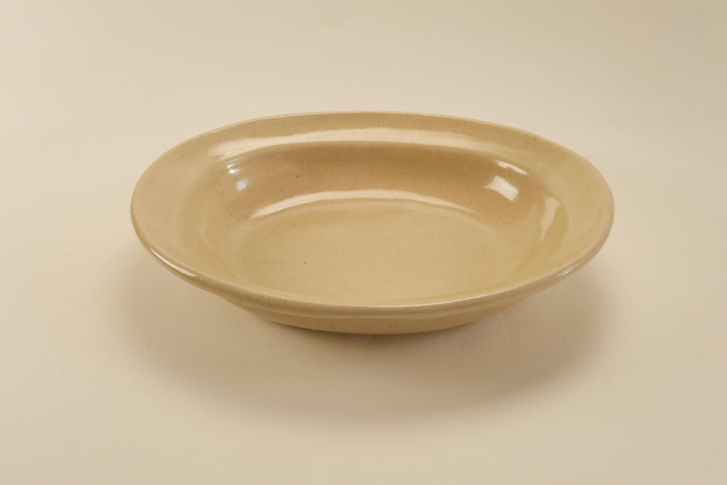 Beige Oval Shallow Bowl A