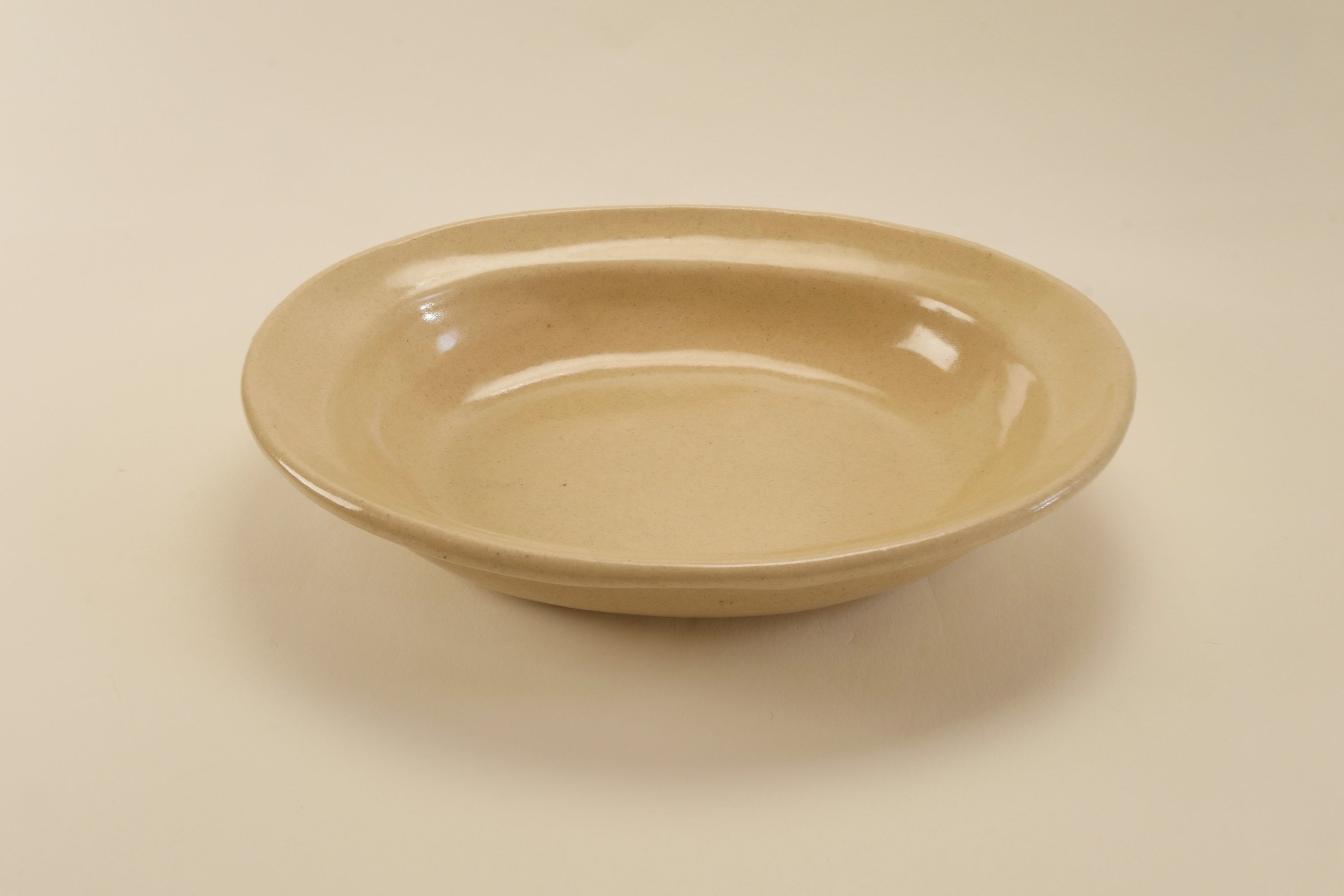 Beige Oval Shallow Bowl A