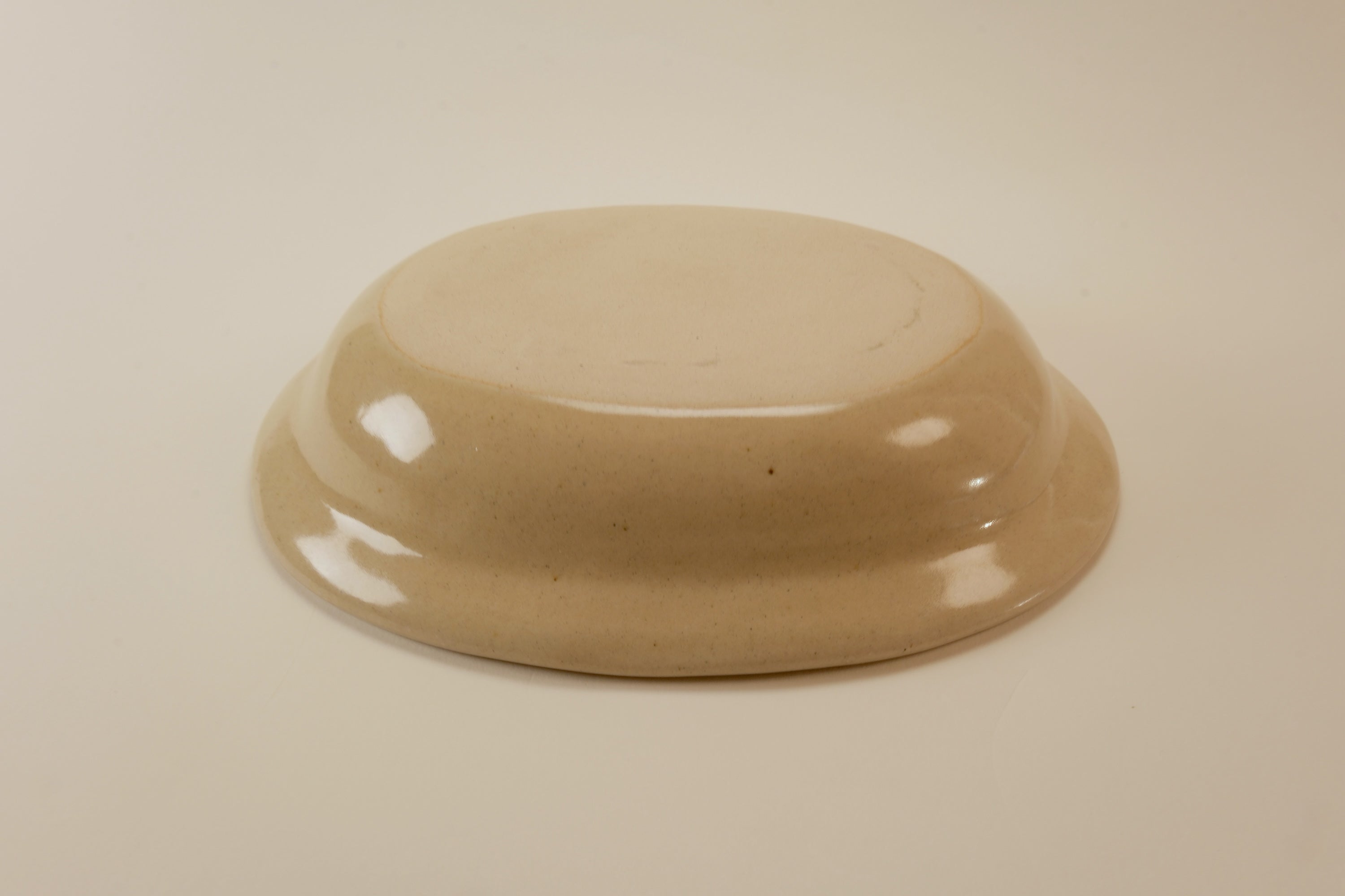 Beige Oval Shallow Bowl A