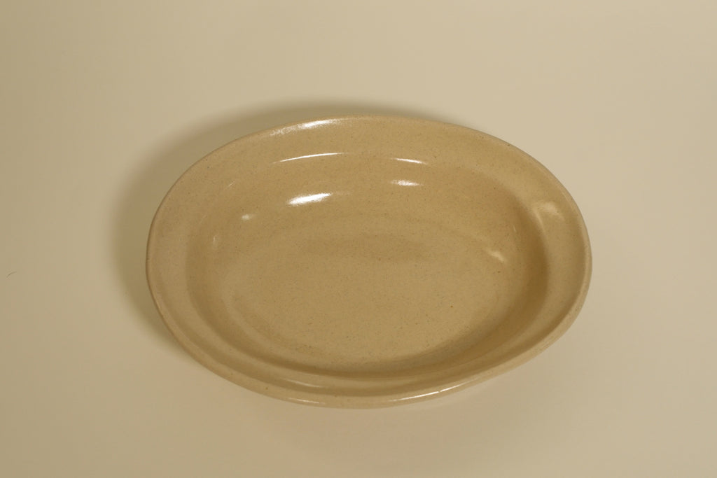 Beige Oval Shallow Bowl B