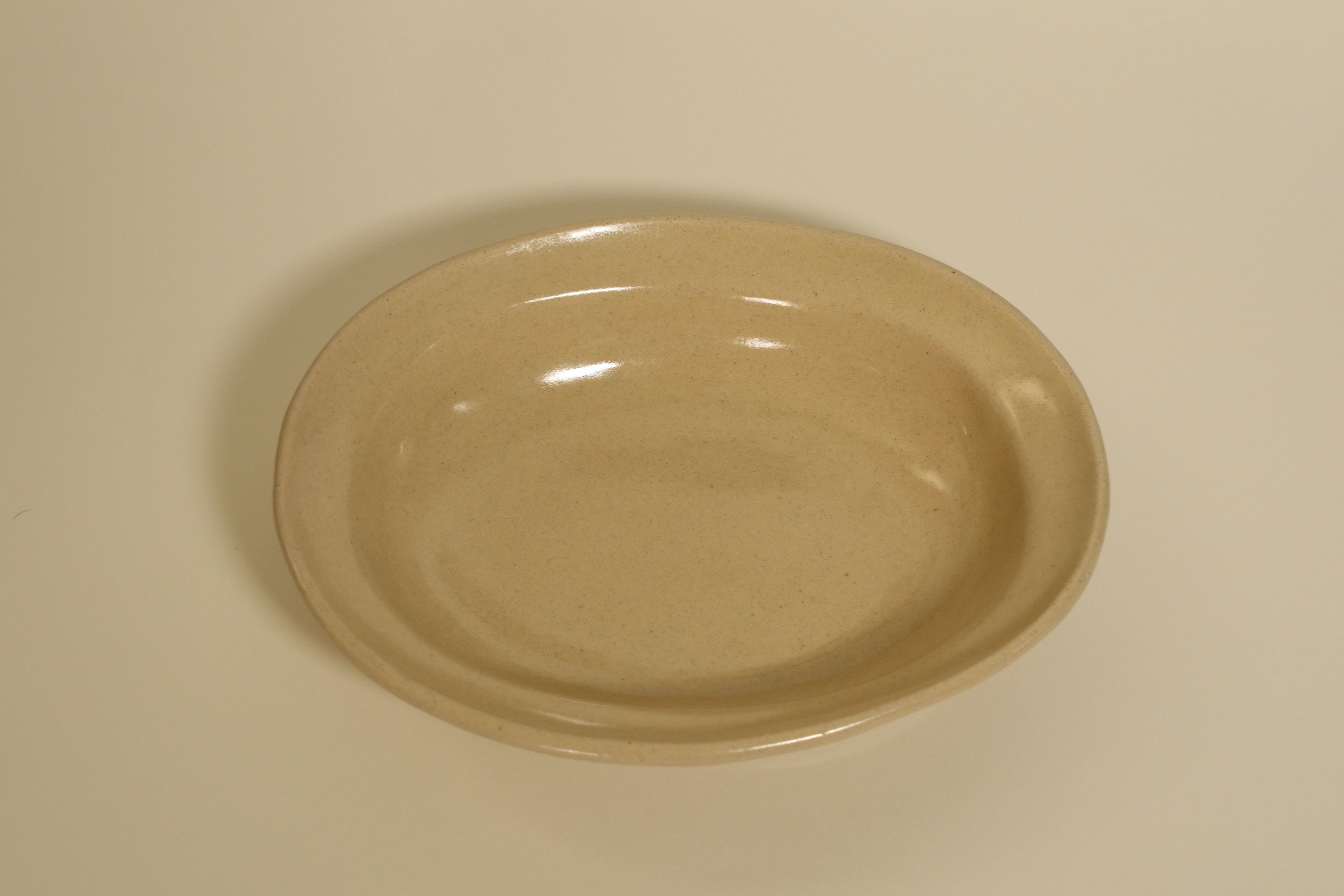 Beige Oval Shallow Bowl B