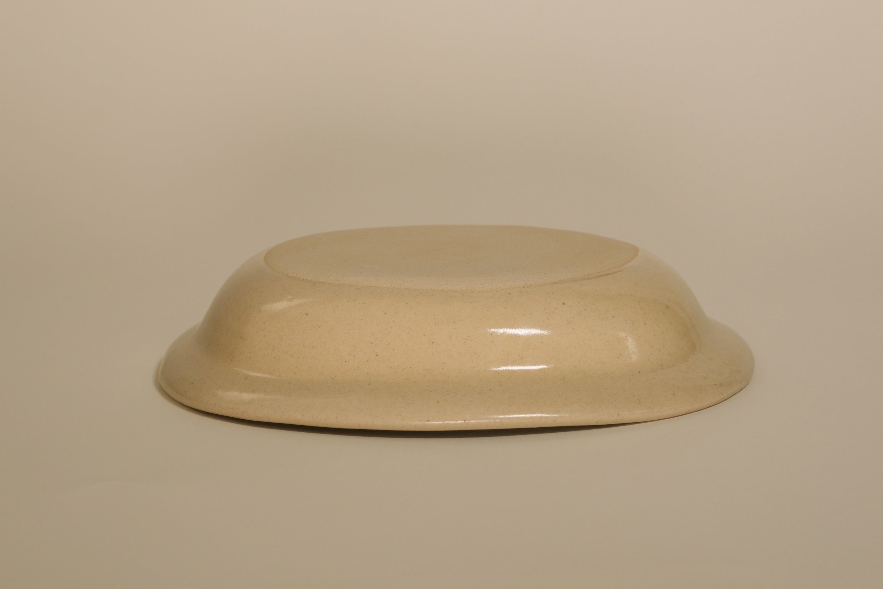 Beige Oval Shallow Bowl B