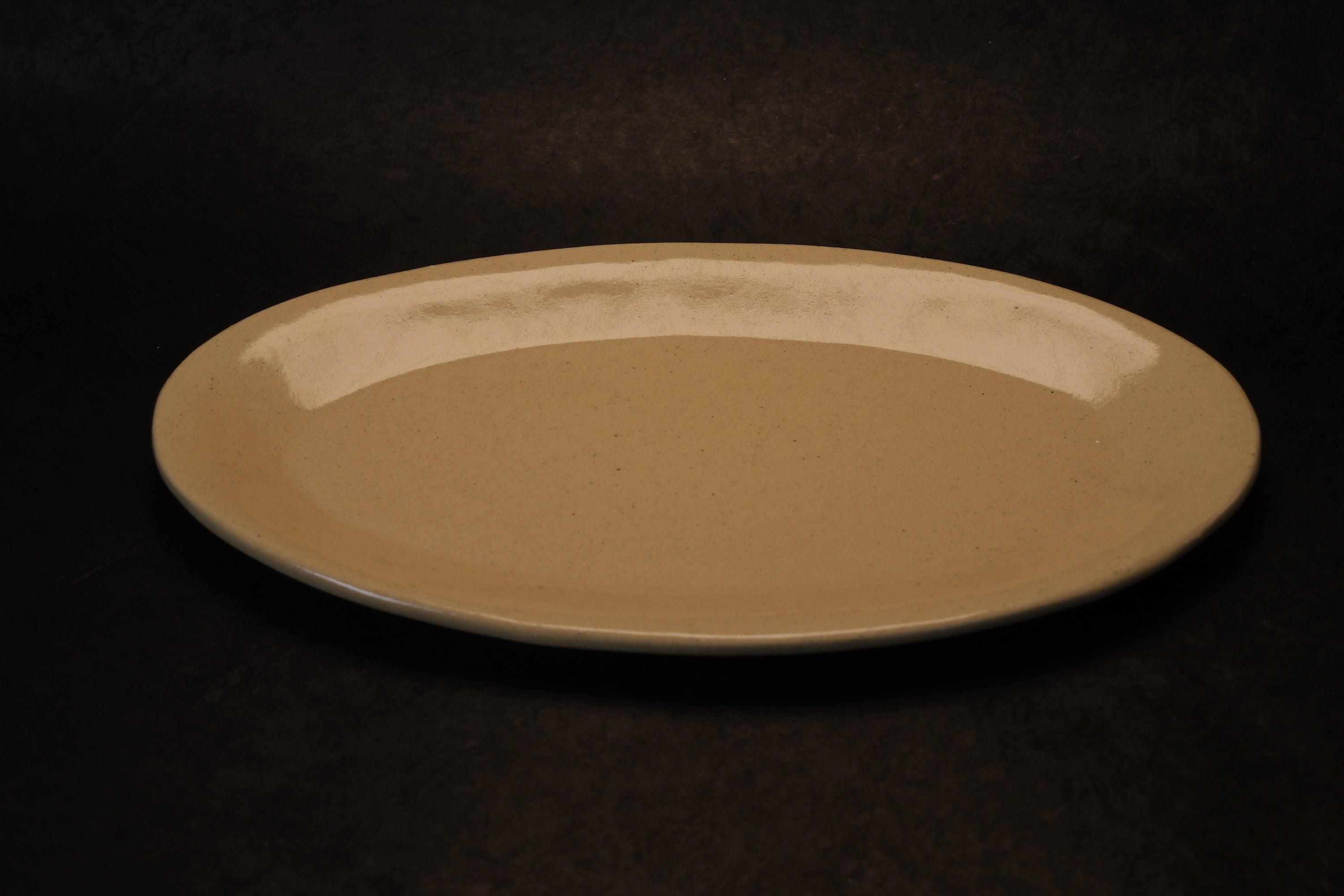 Beige Elongated Oval Plate
