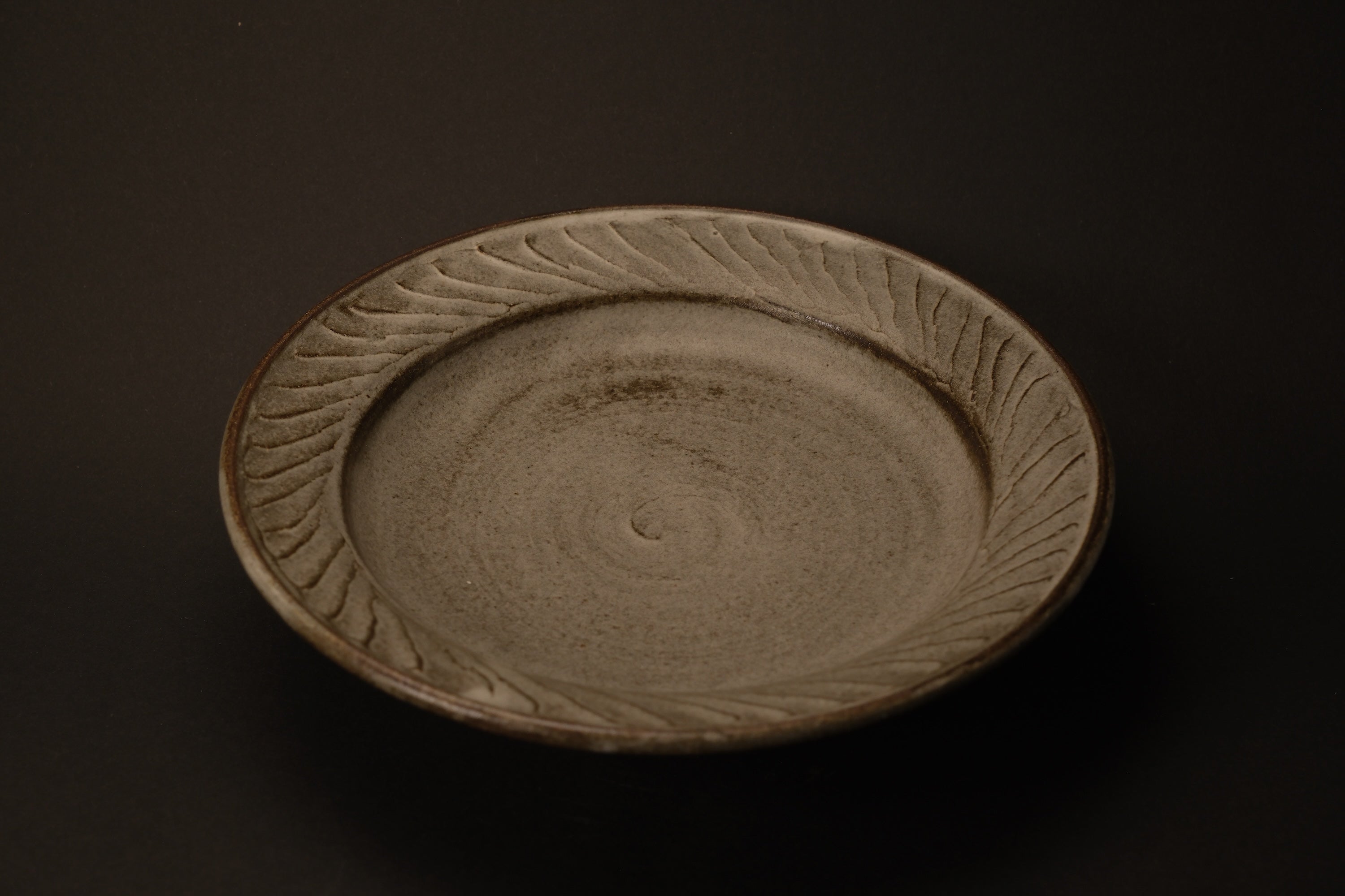 Hand-Brushed Grey Plate - Small