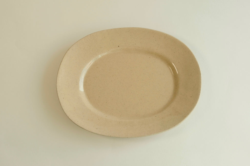 Beige Wide Oval Plate