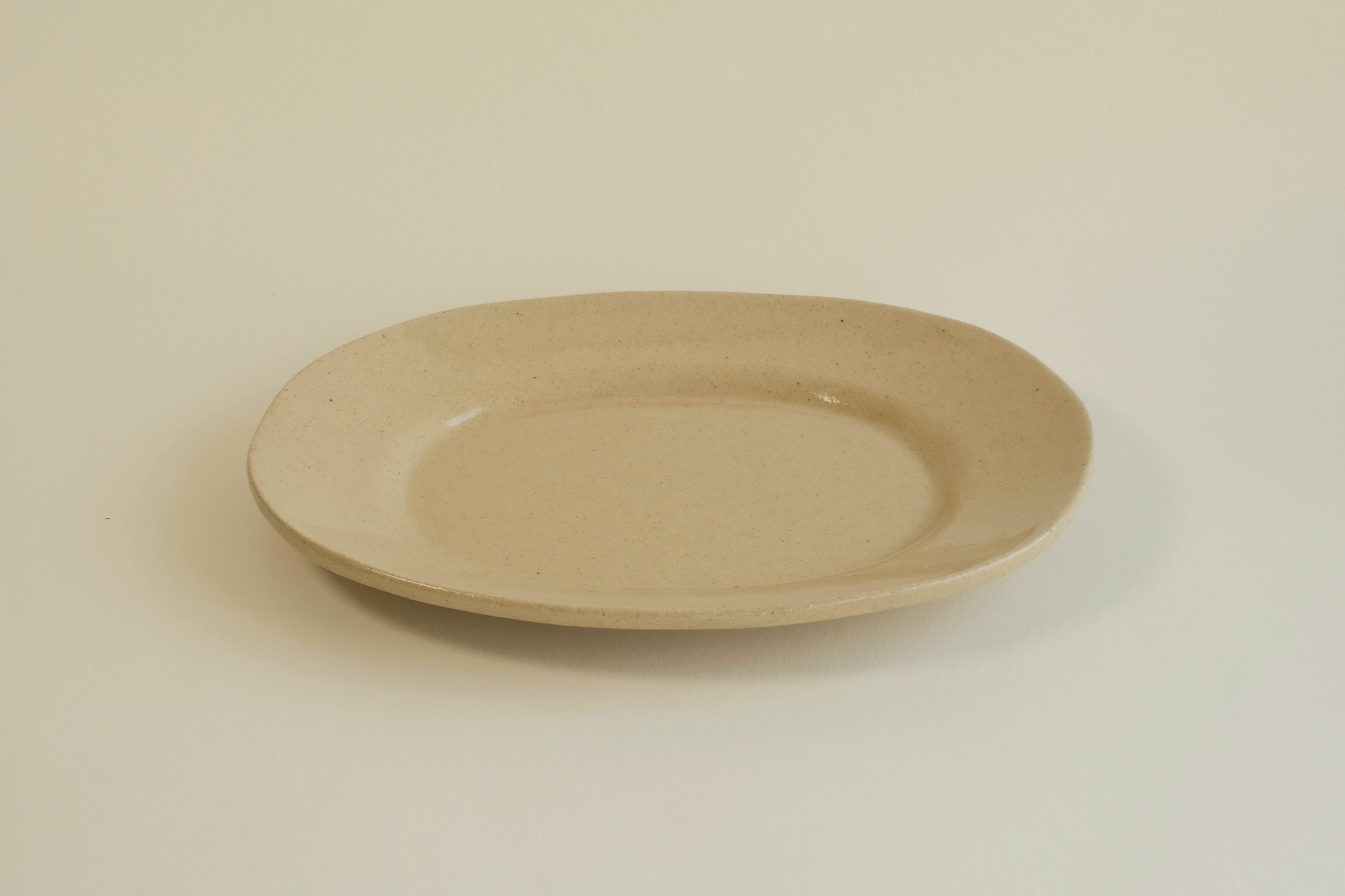Beige Wide Oval Plate