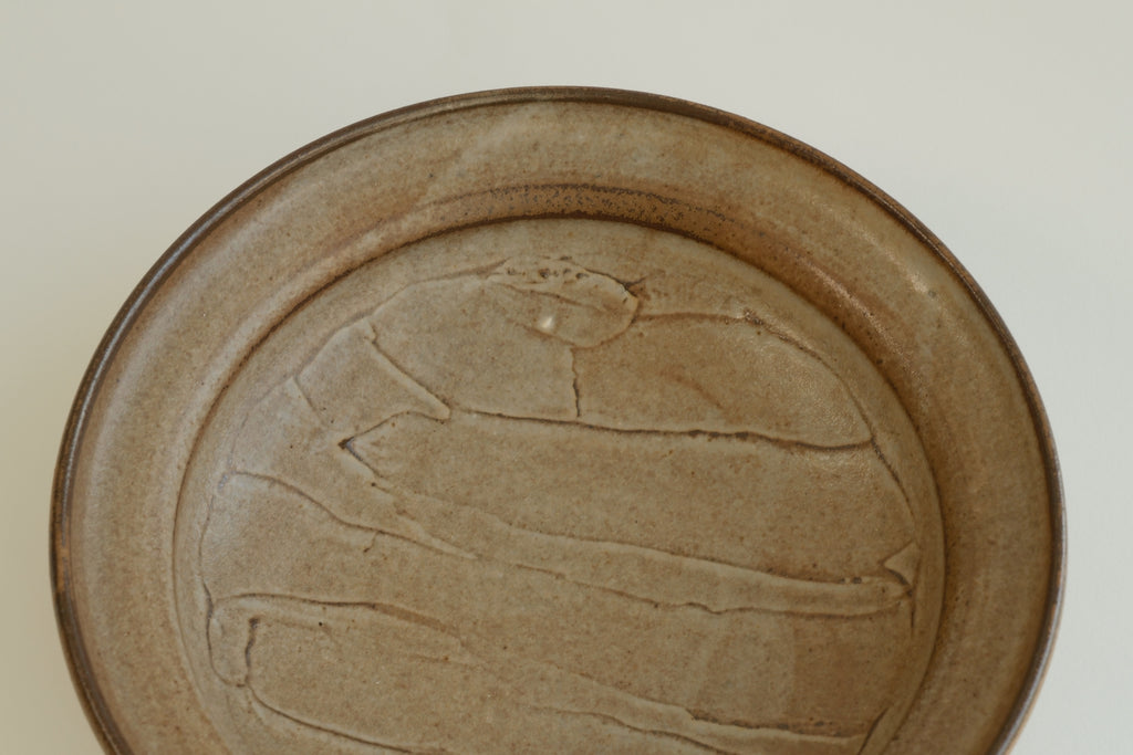 Hand-Brushed Brown Plate -  Large