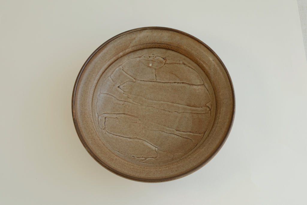 Hand-Brushed Brown Plate -  Large