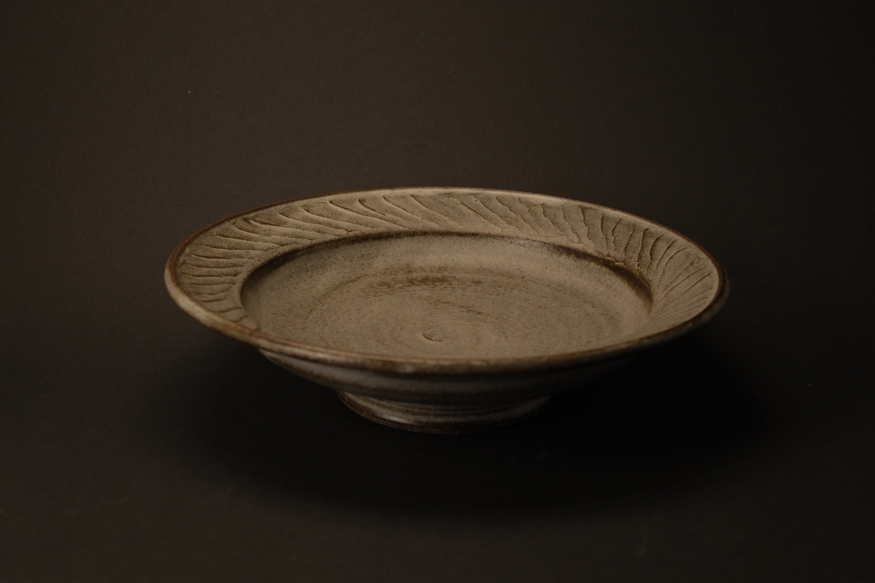 Hand-Brushed Grey Plate - Small