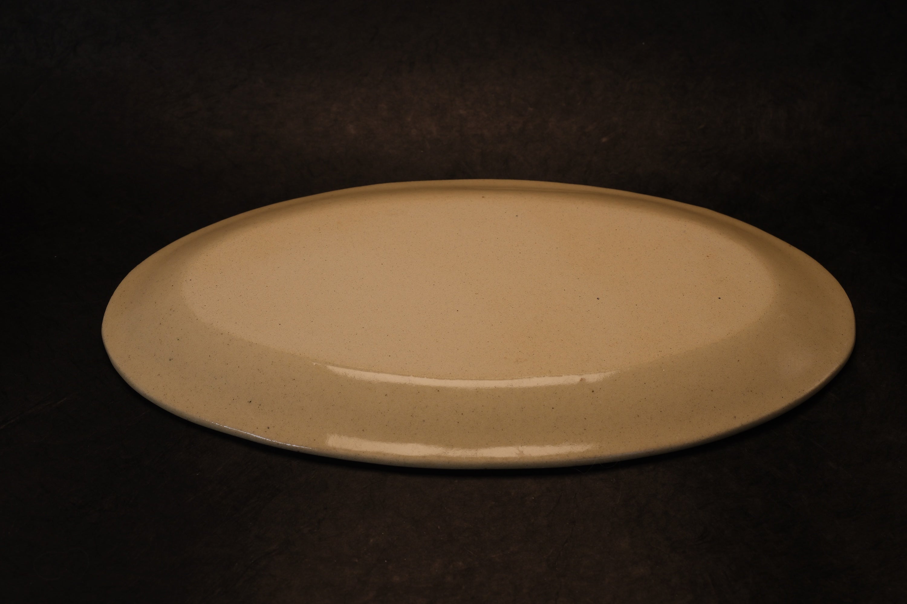 Beige Elongated Oval Plate