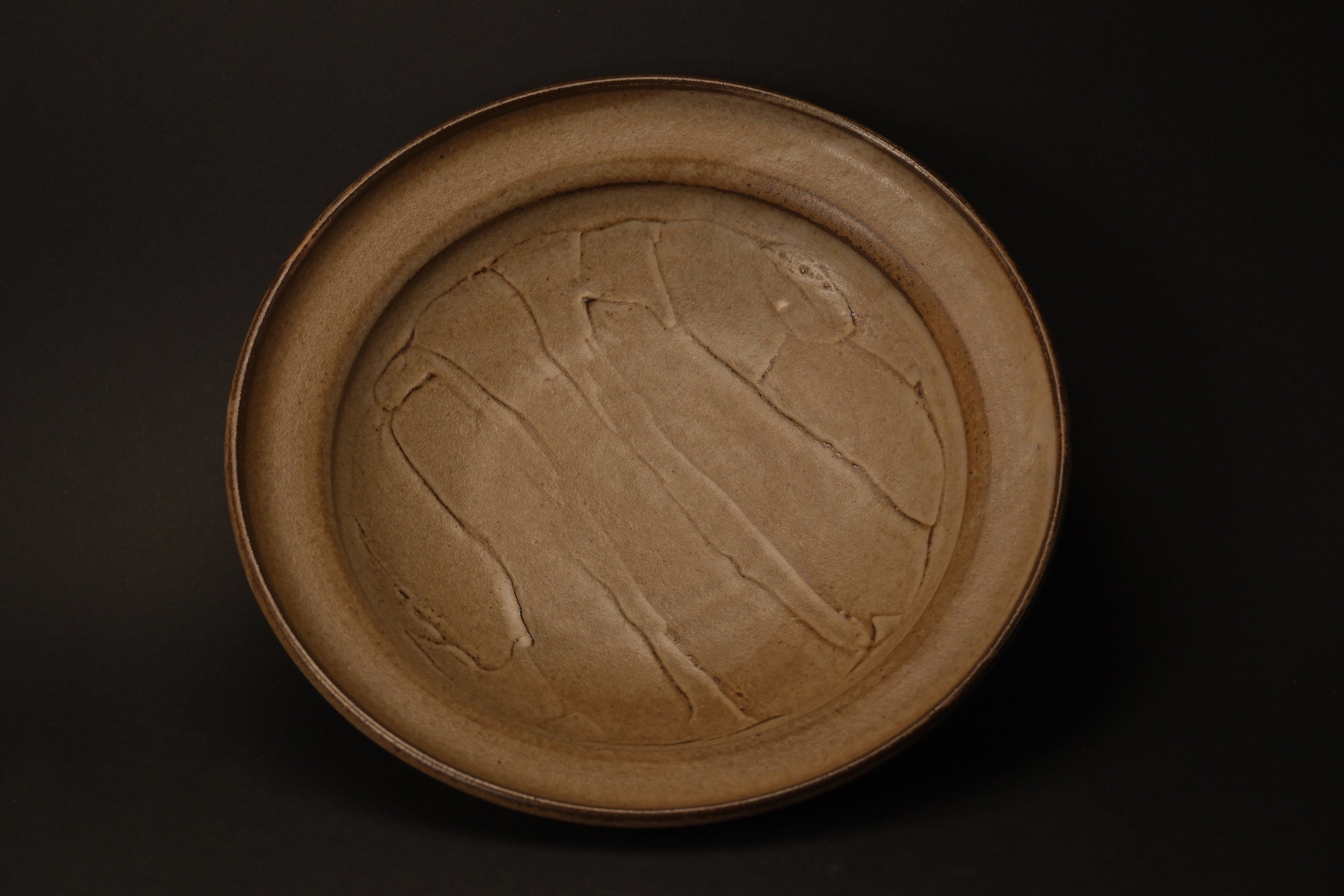 Hand-Brushed Brown Plate -  Large