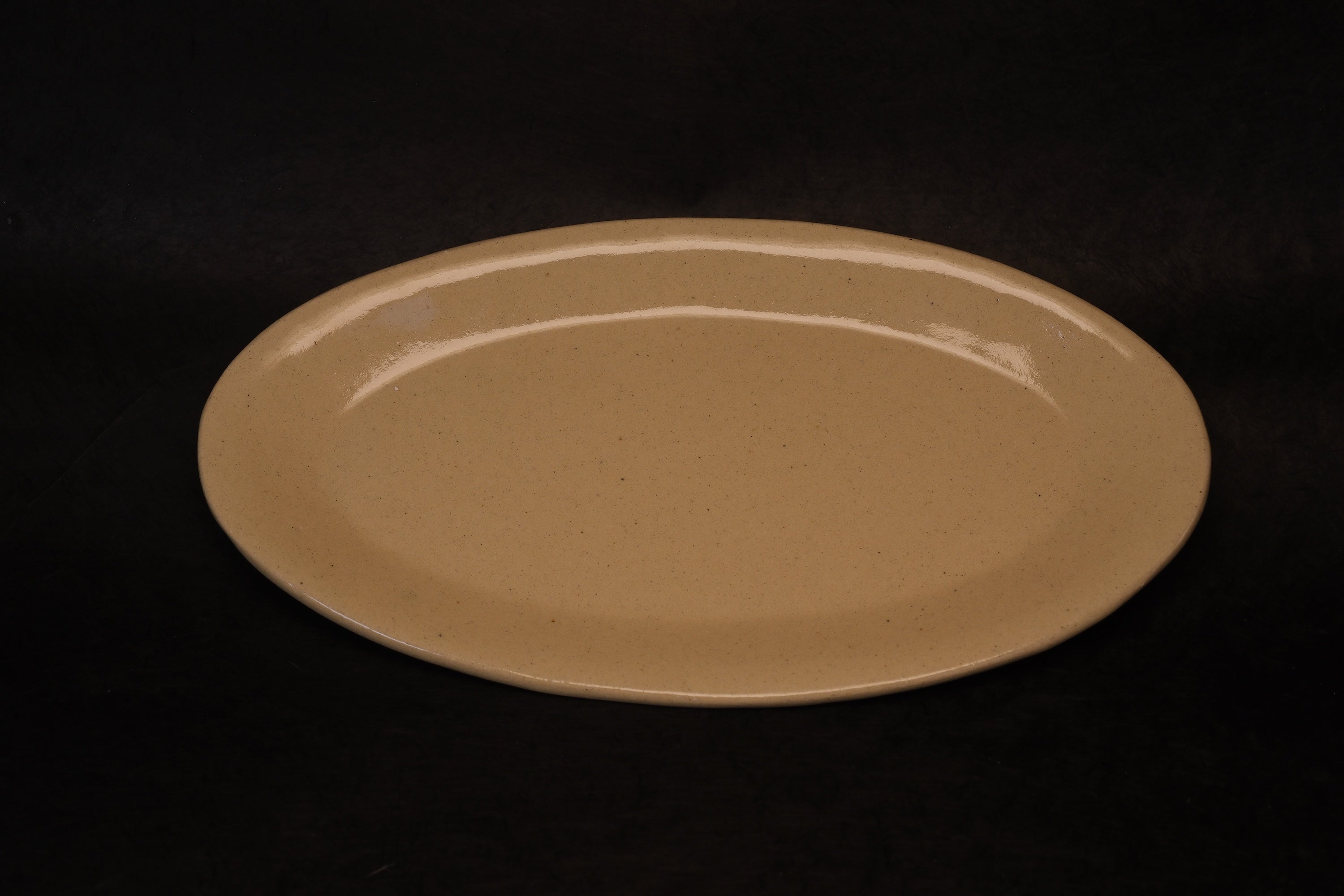 Beige Elongated Oval Plate