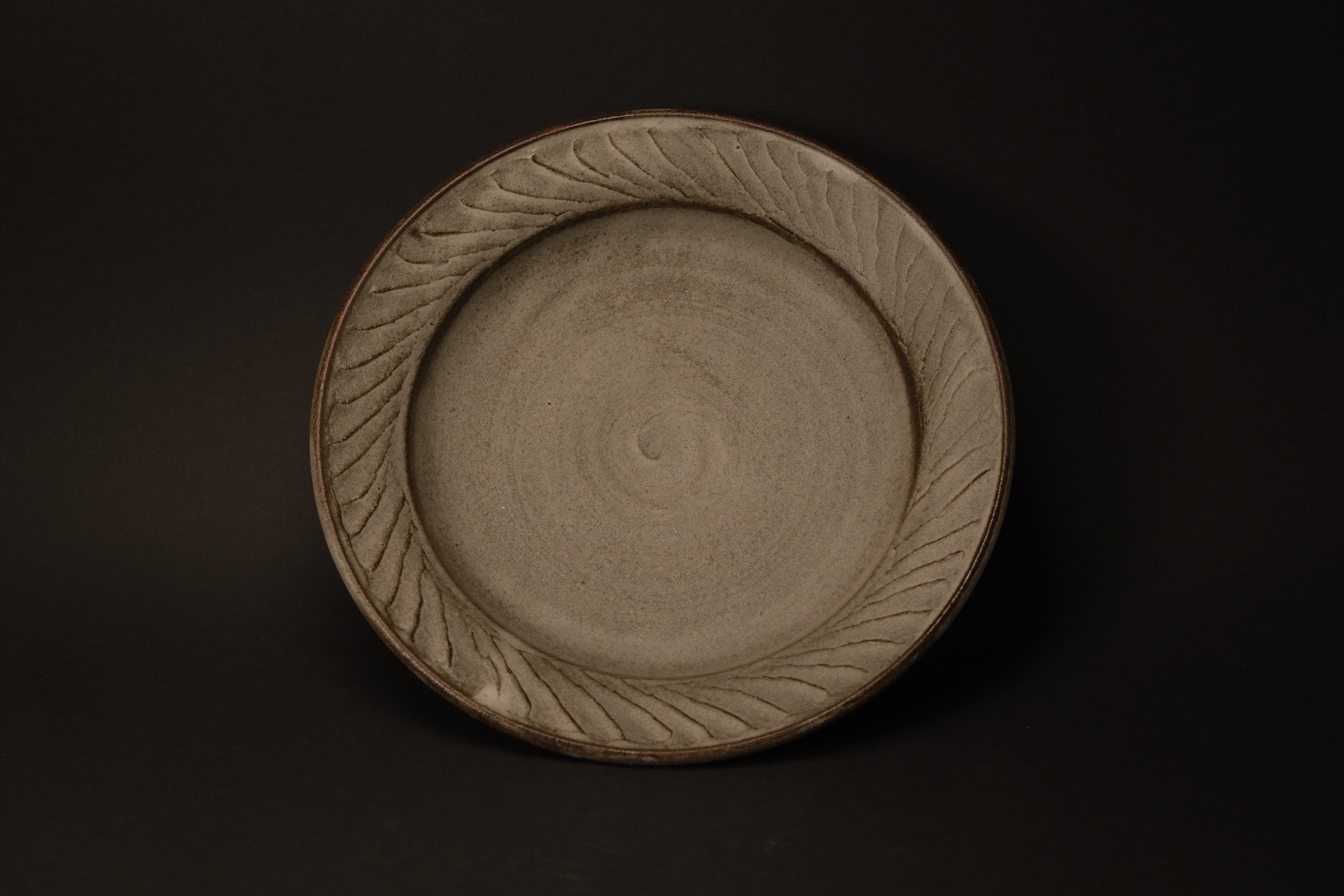 Hand-Brushed Grey Plate - Small