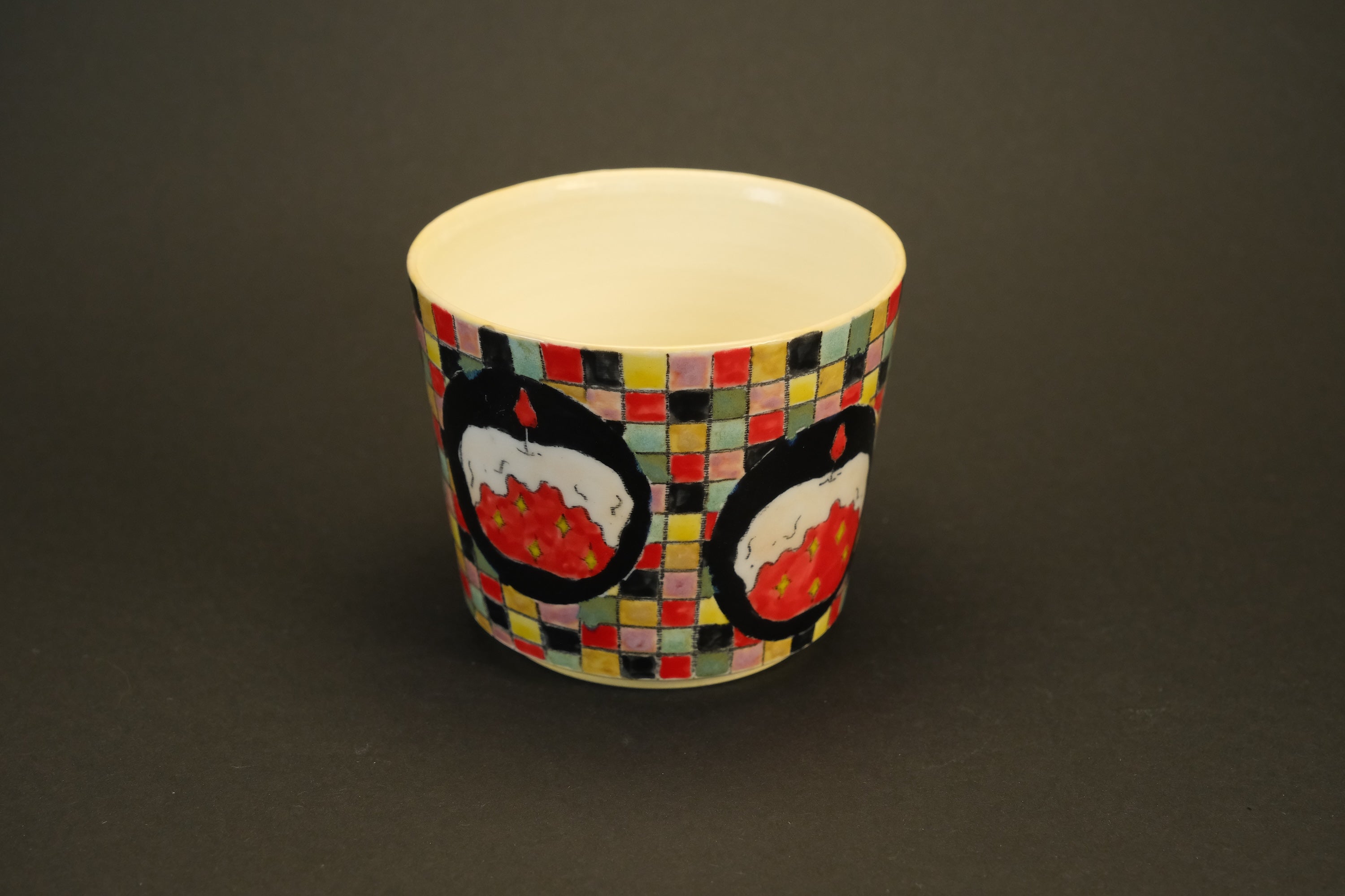 Checkered Cake Ceramic Cup