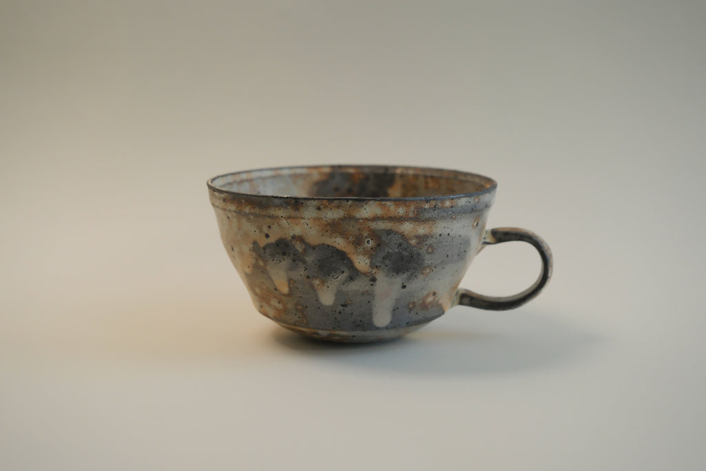 Gray Drip Glaze Wide Rim Cup