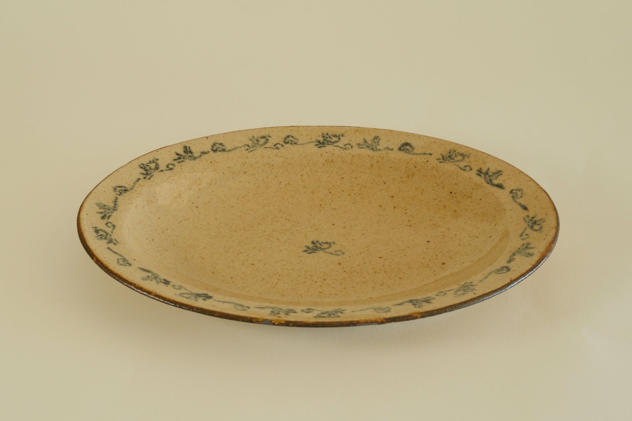 Blue Floral Oval Ceramic Plate A