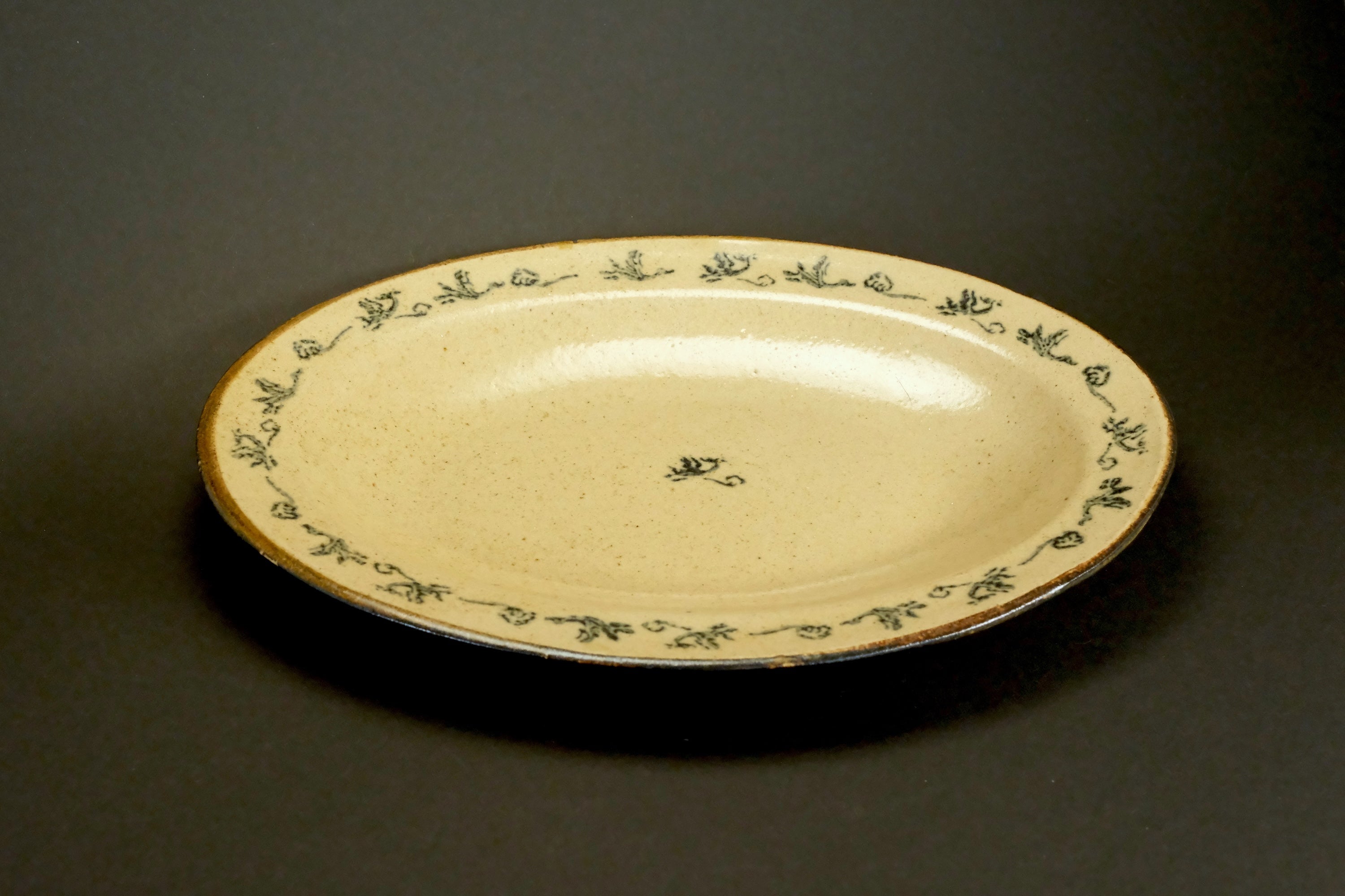 Blue Floral Oval Ceramic Plate B