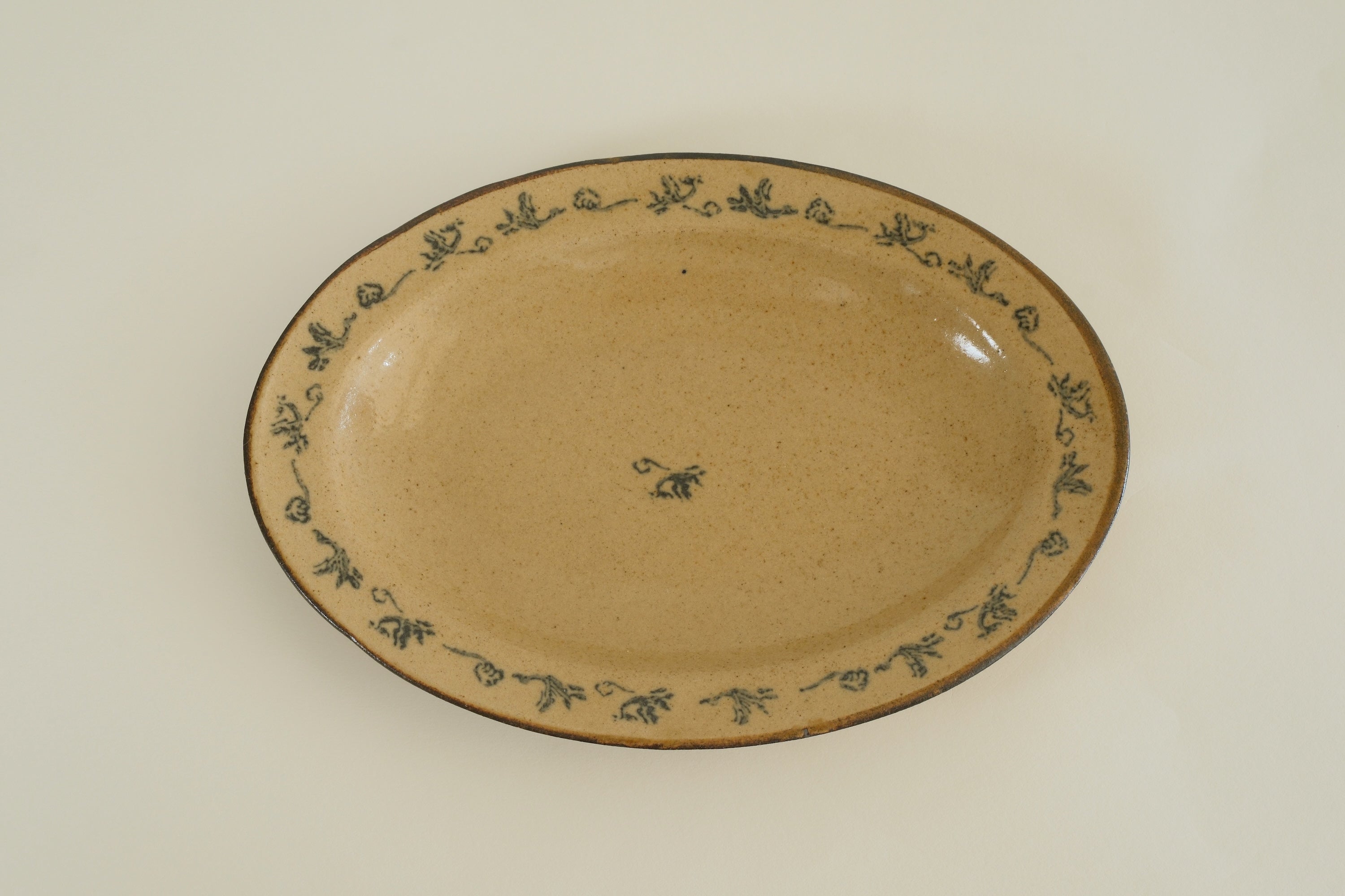 Blue Floral Oval Ceramic Plate B