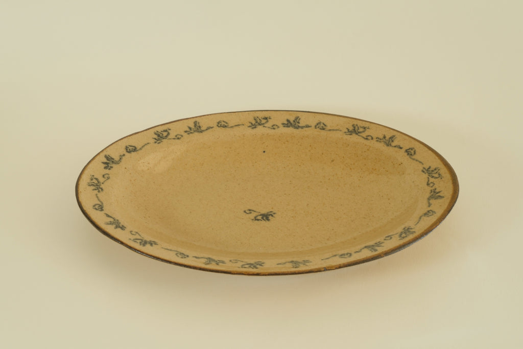 Blue Floral Oval Ceramic Plate B
