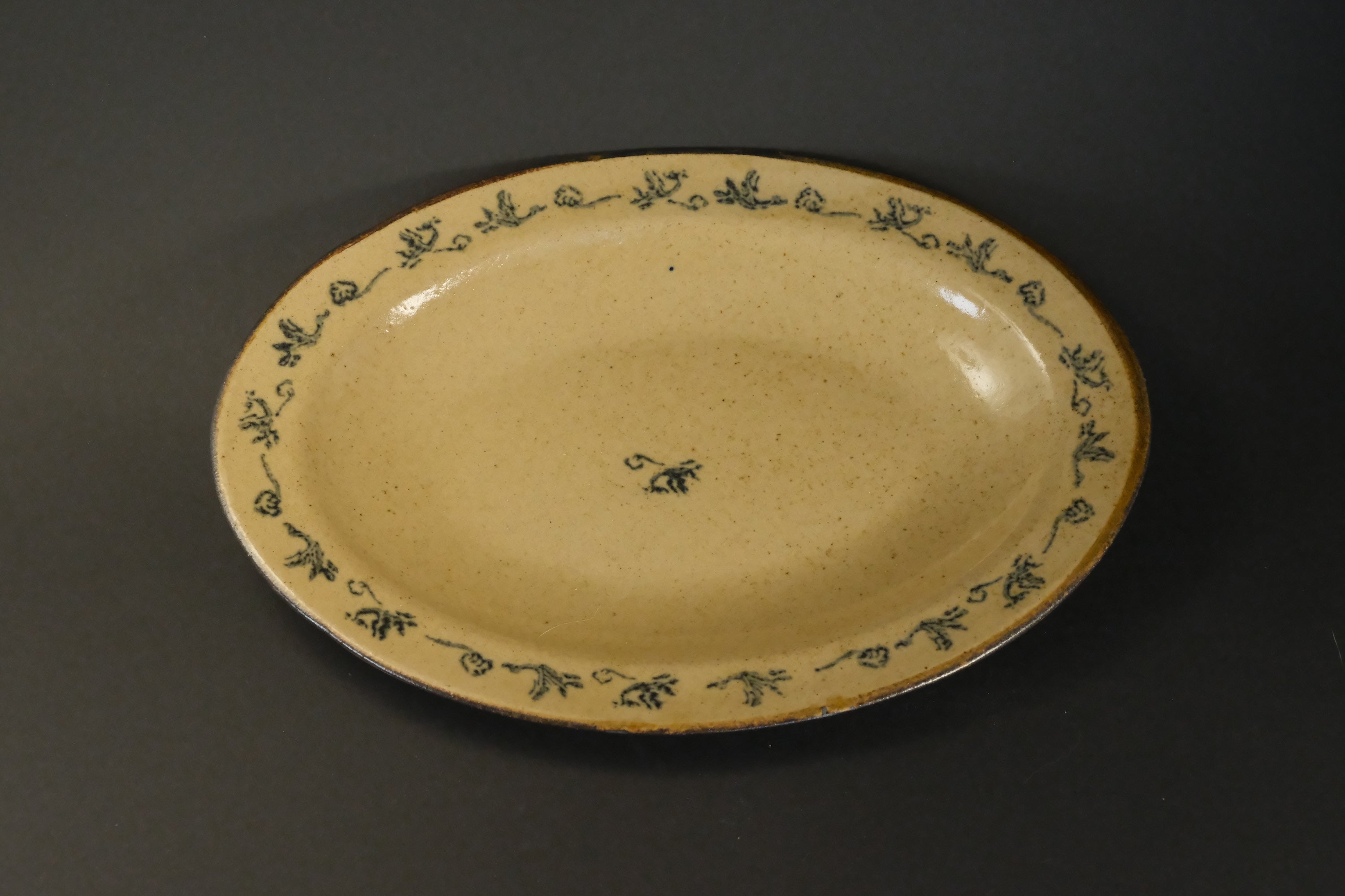 Blue Floral Oval Ceramic Plate B