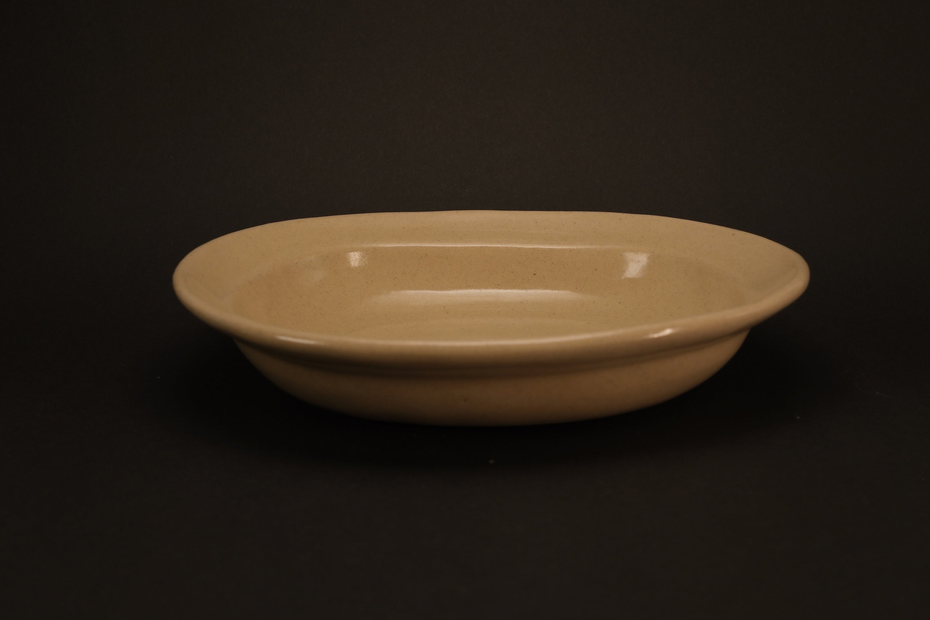 Beige Oval Shallow Bowl A