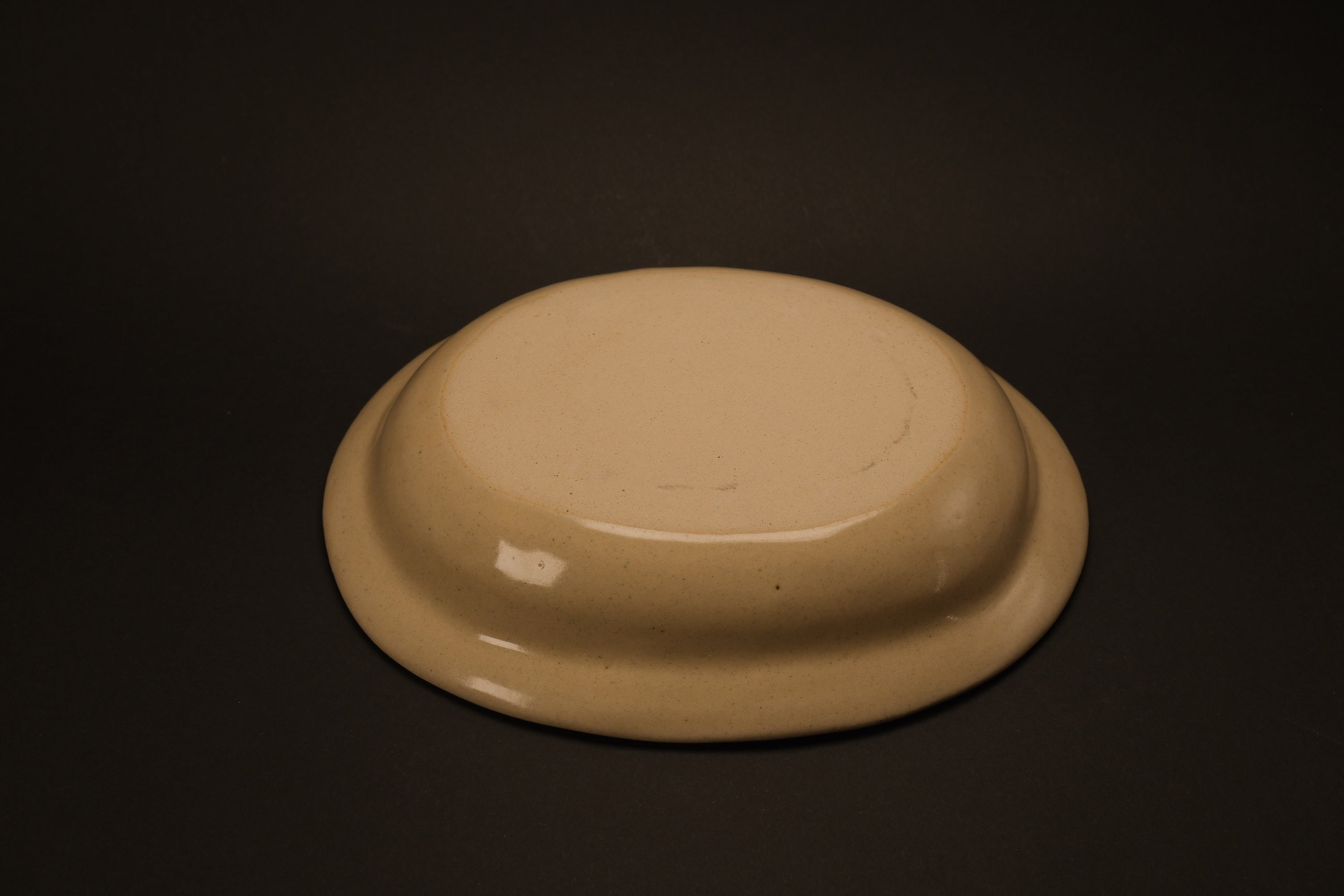 Beige Oval Shallow Bowl A