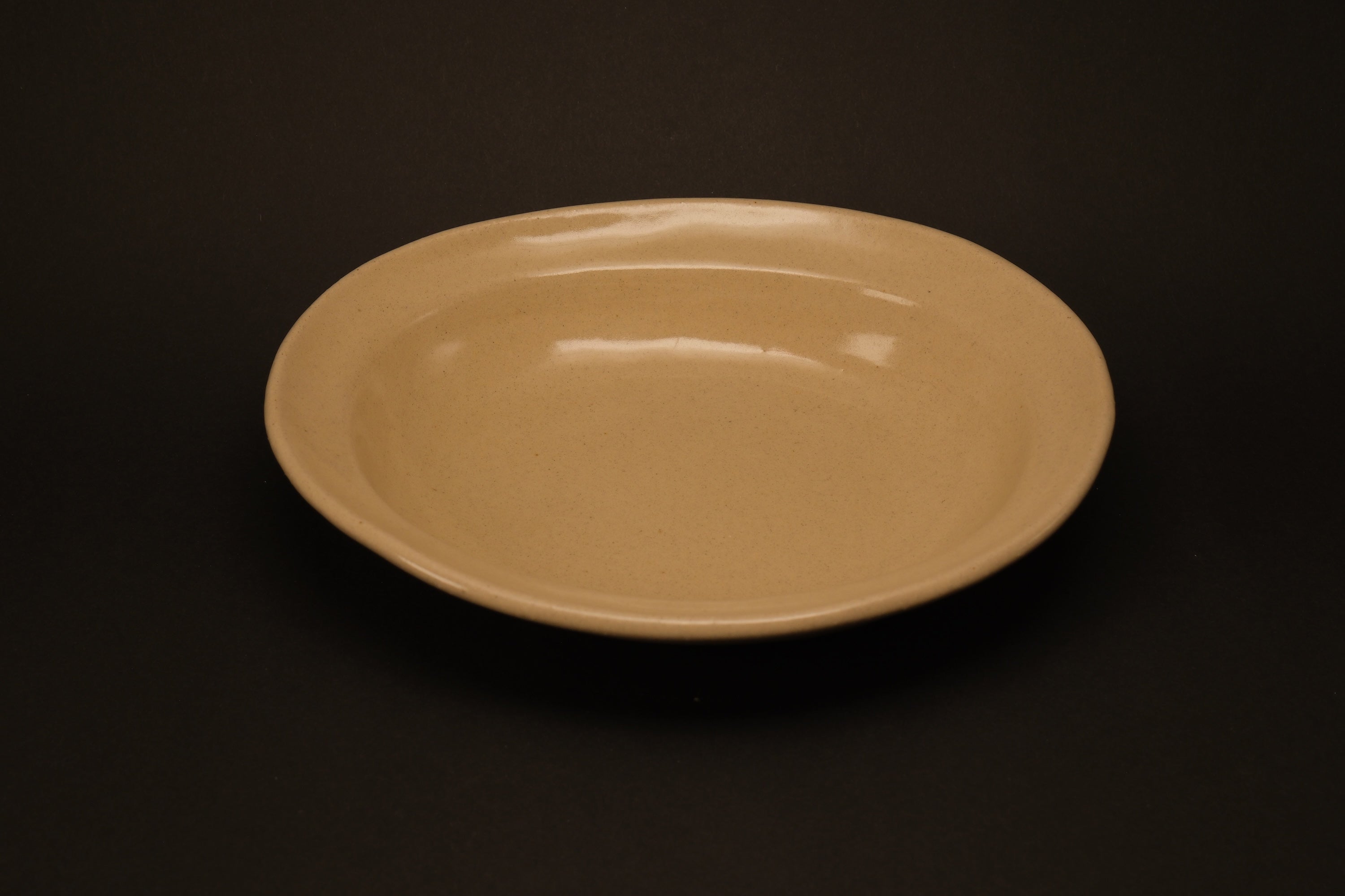 Beige Oval Shallow Bowl B