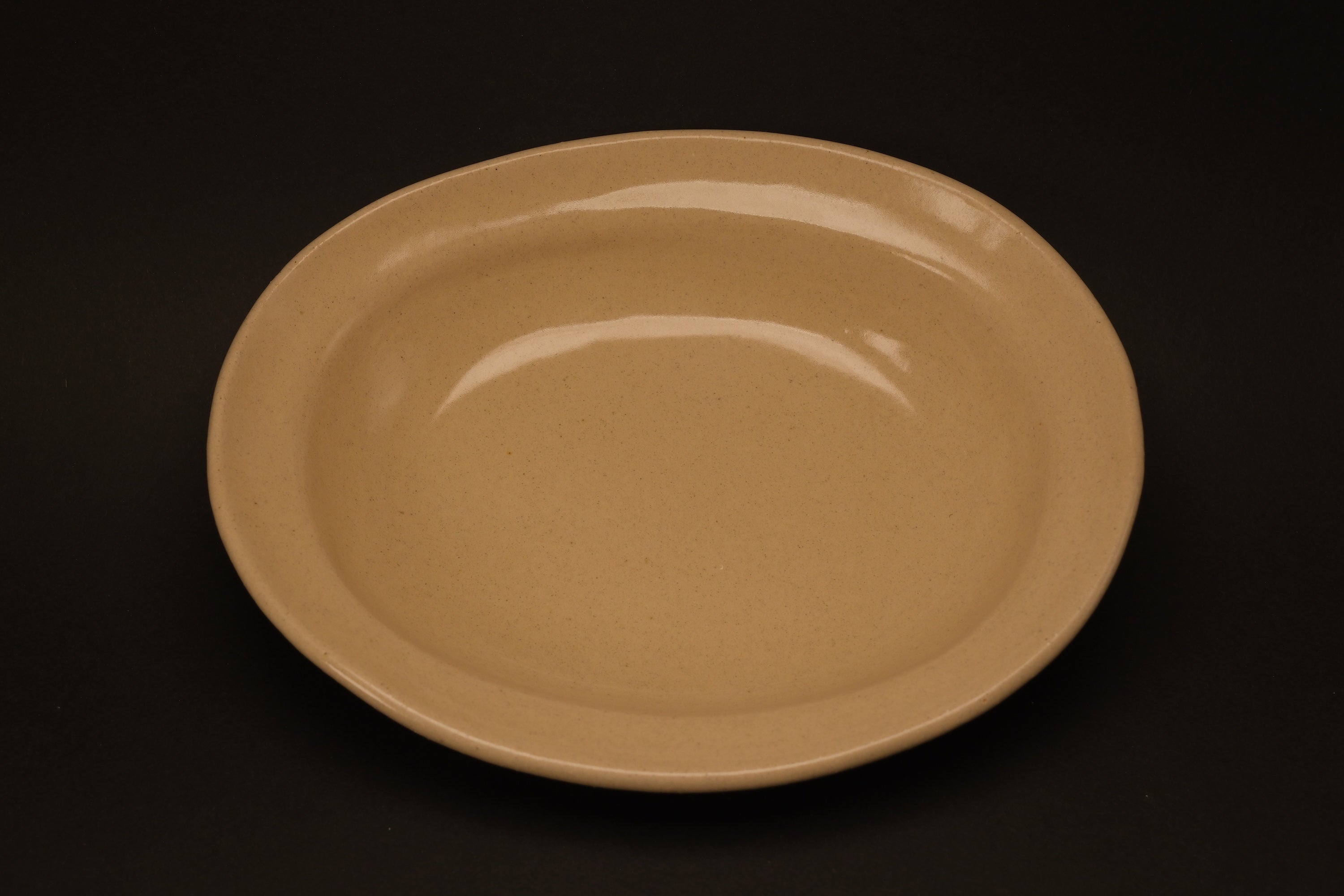 Beige Oval Shallow Bowl B