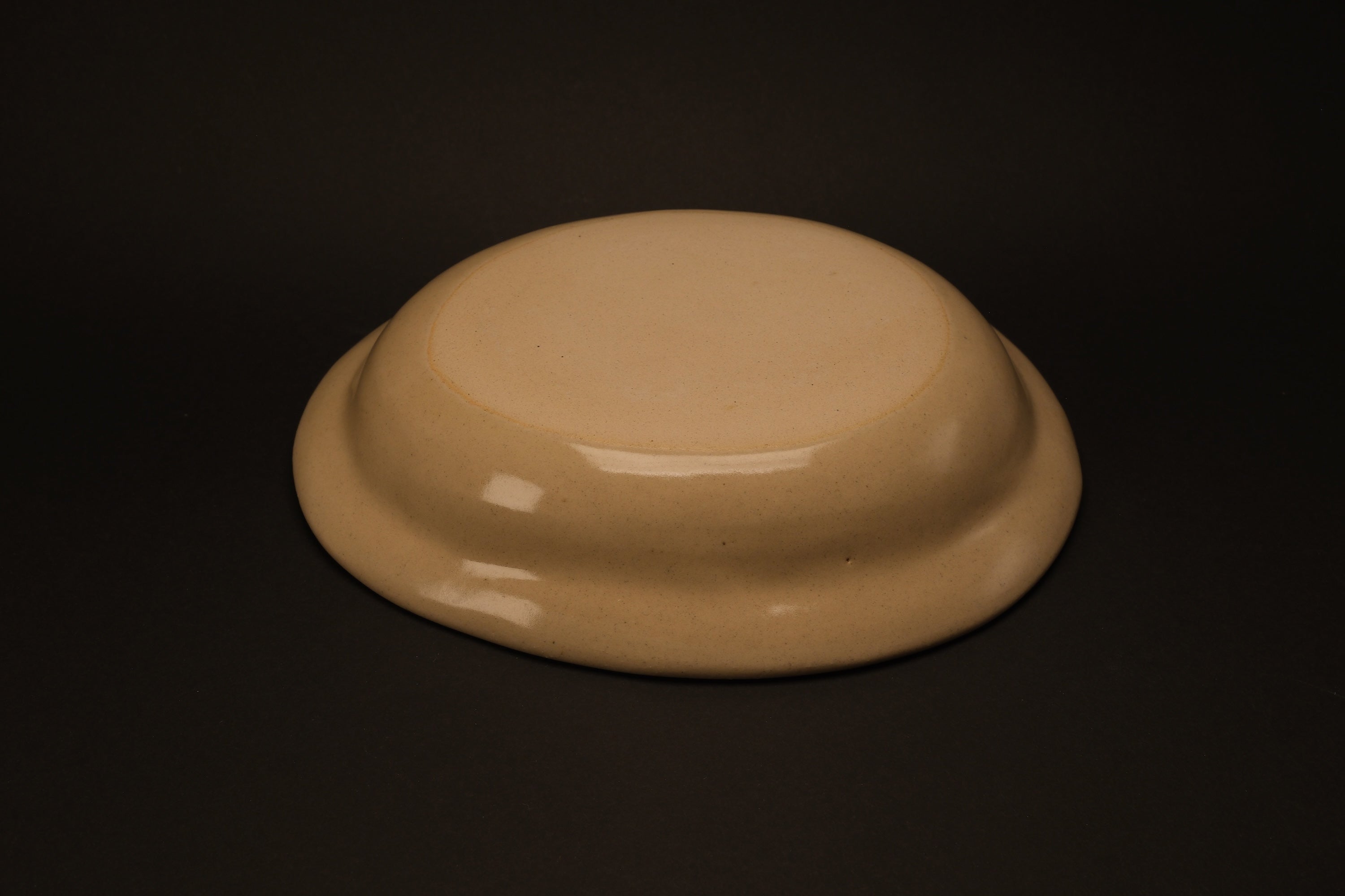 Beige Oval Shallow Bowl B