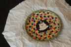 Small Checkered Cat Ceramic Plate