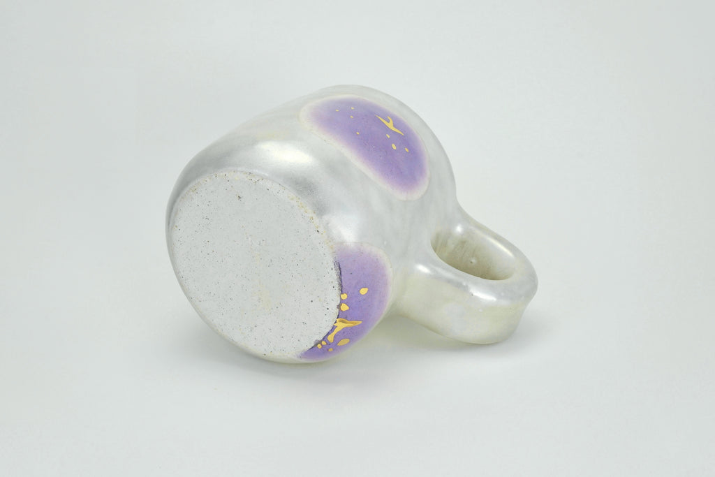 Purple Apple Pattern Silver Luster Ceramic Mug
