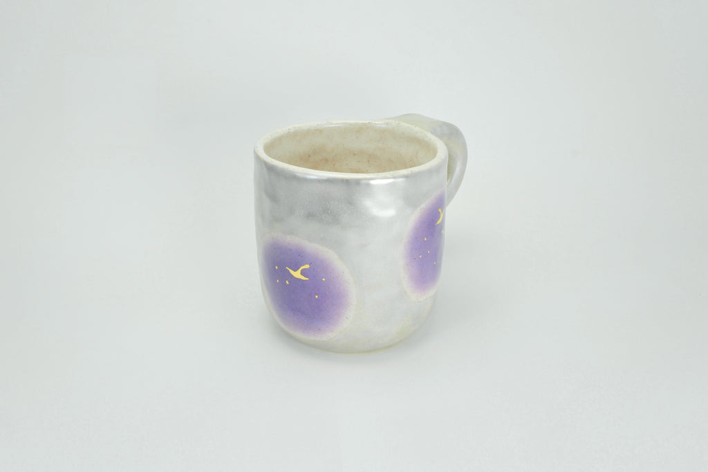 Purple Apple Pattern Silver Luster Ceramic Mug