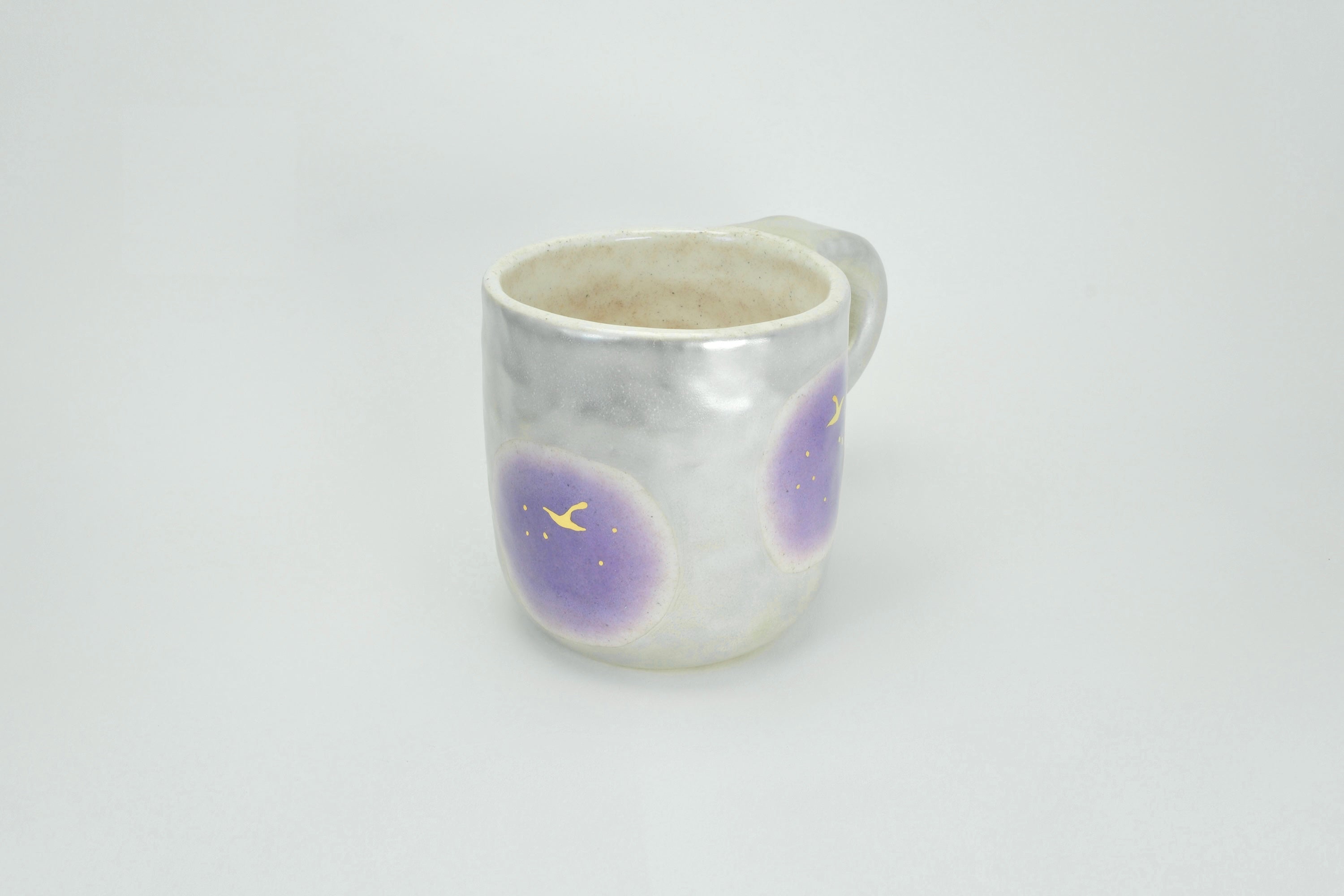 Purple Apple Pattern Silver Luster Ceramic Mug