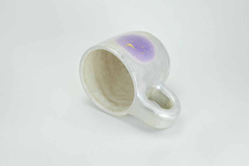 Purple Apple Pattern Silver Luster Ceramic Mug